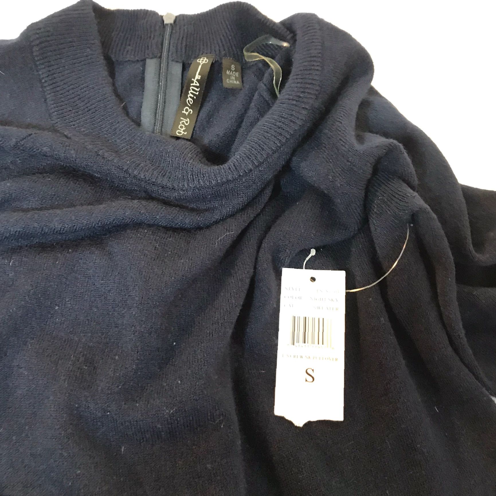 Vintage Allie&Rob Navy Crew Neck Sweater Women’s Size S Acrylic Zip Pullover Fall Winter Casual Size S / US 4 / IT 40 - 3 Thumbnail