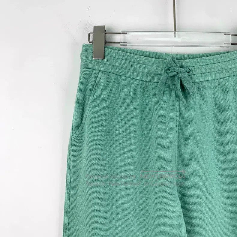 Loro Piana Loro Piana size M Green Cotton Drawstring Casual Knit Trous Size 23" - 3 Thumbnail