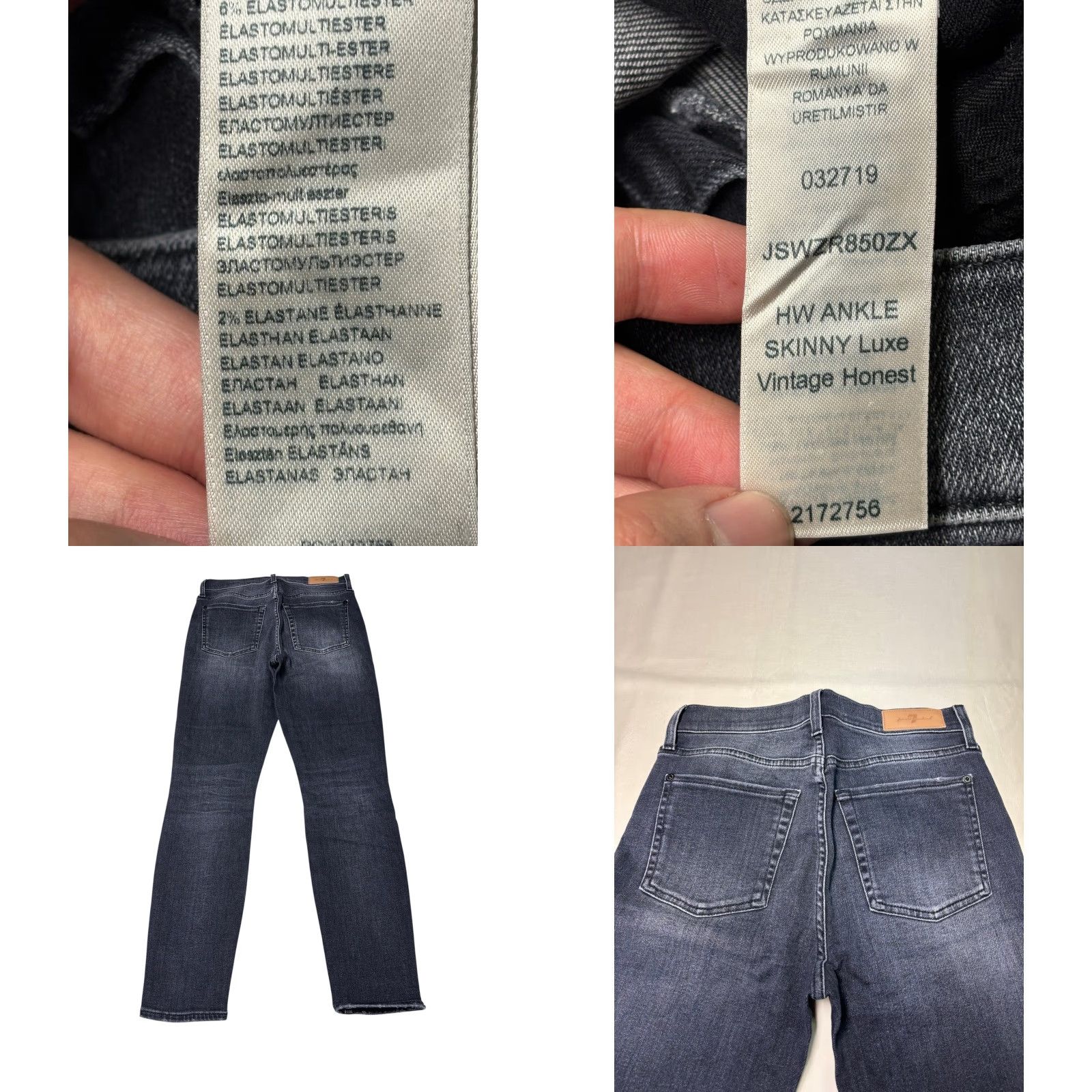 7 For All Mankind 7 For All Mankind HW Ankle Skinny Luxe Vintage Honest Jeans Black 27x26 Womens Jeans Black 7 For All Mankind Luxe Vintage Size 27" / US 4 / IT 40 - 8 Thumbnail