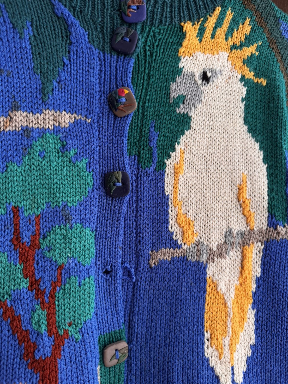 Vintage Vintage Signature Sydney Parrot & Coala Luxury Wool Cardigan Size US L / EU 52-54 / 3 - 6 Thumbnail