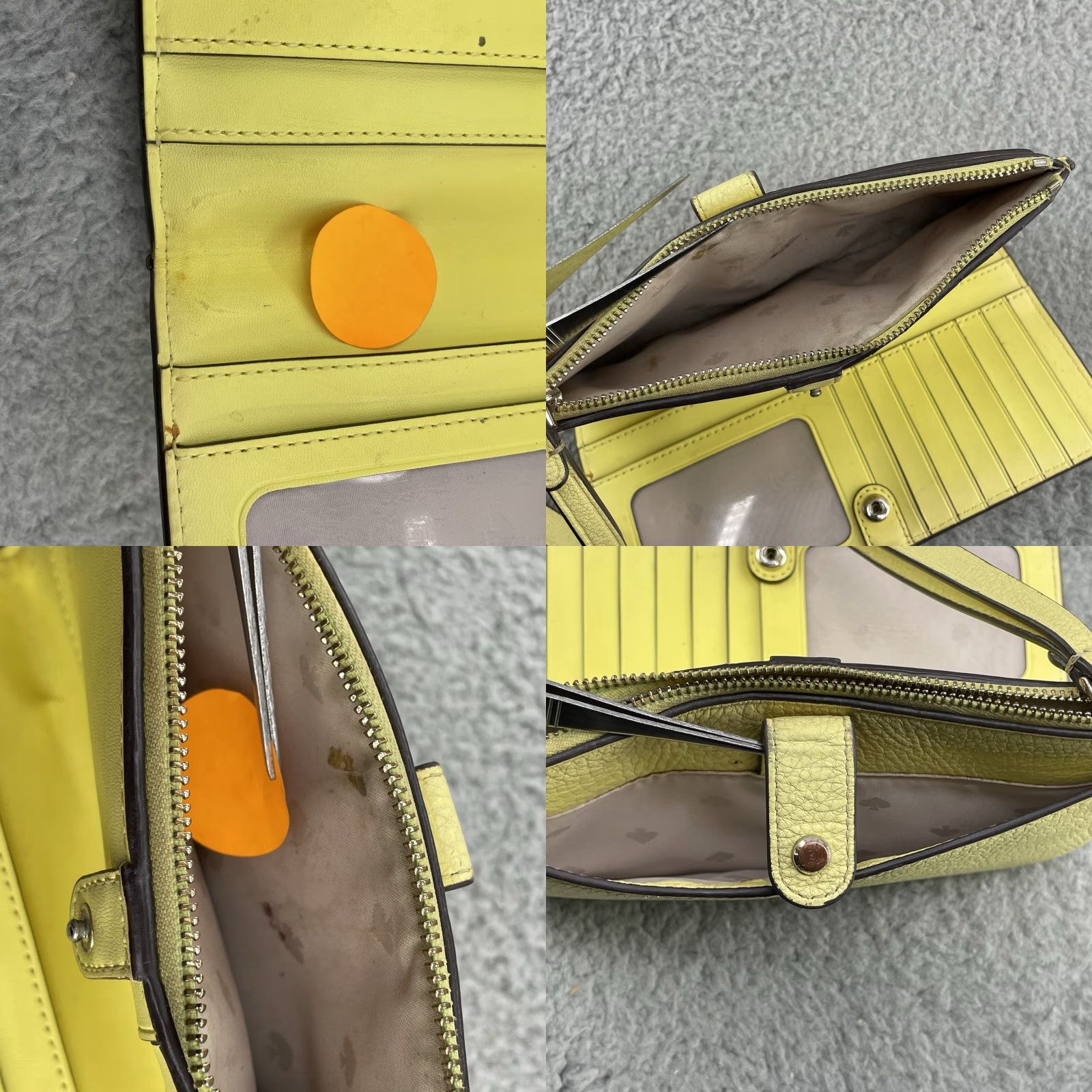 Vintage Kate Spade Wallet Small Women Yellow Pebbble Leather Zip Around Jackson Clutch Divider Boho Size ONE SIZE - 8 Thumbnail