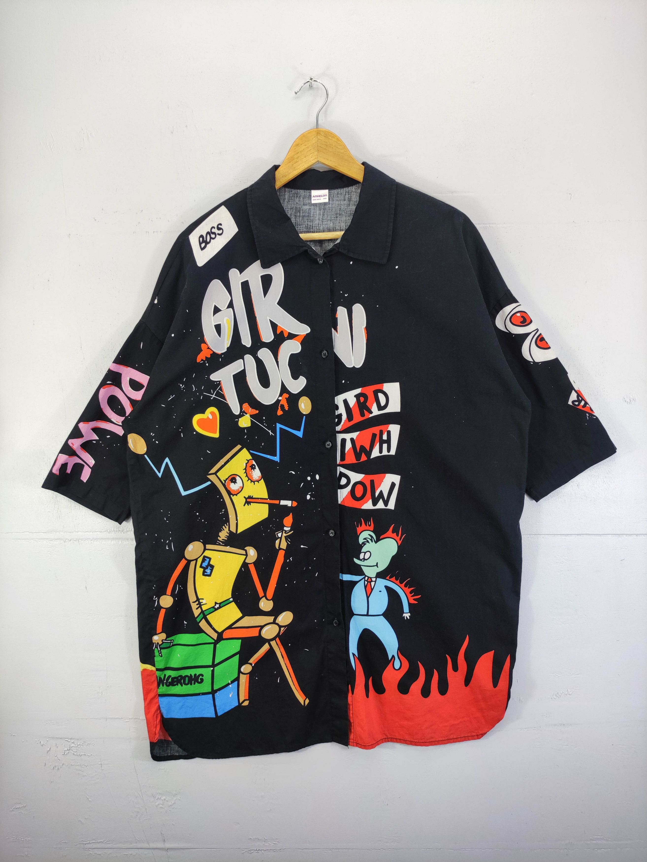 Japanese Brand Anhelon Robotic Pusst Not War Shirt Button Up Size US L / EU 52-54 / 3 - 1 Thumbnail