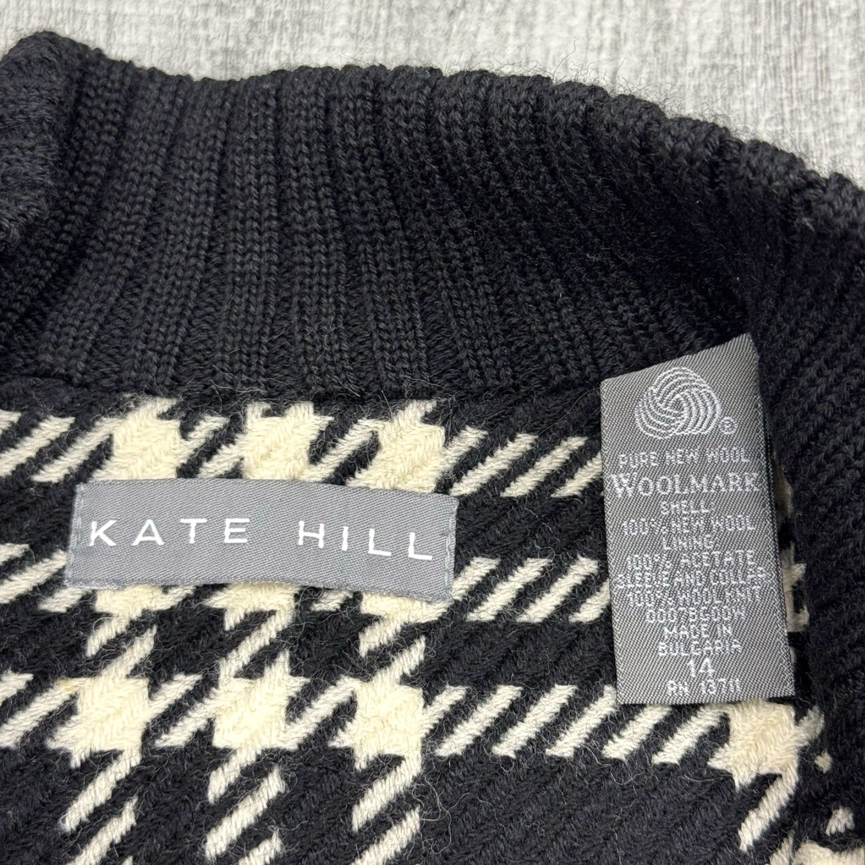 Vintage KATE HILL WOMENS PLAID FULL ZIP BLAZER SIZE 14 BLACK WHITE BUSINESS CLASSIC Size XL / US 12-14 / IT 48-50 - 4 Thumbnail