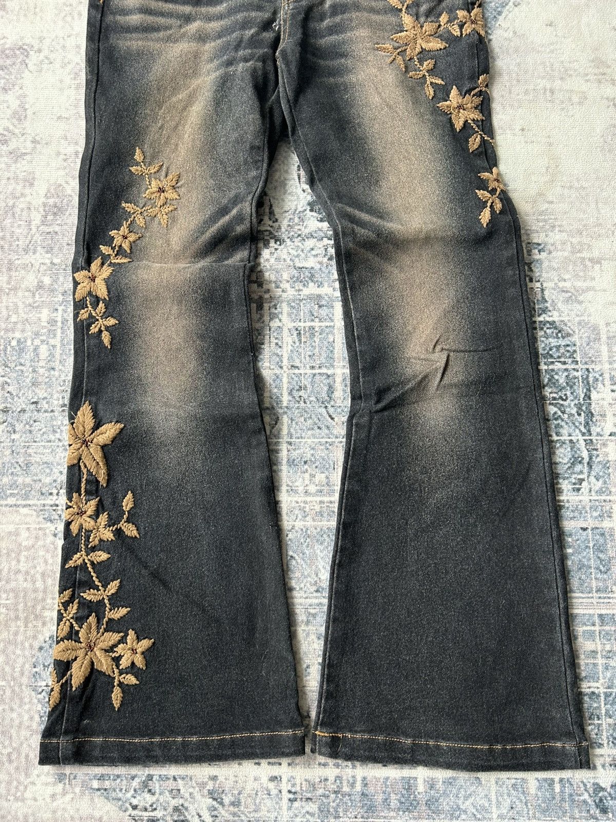 If Six Was Nine Y2k Flared Cox Embroidery Flower Pants Size US 28 / EU 44 - 6 Thumbnail