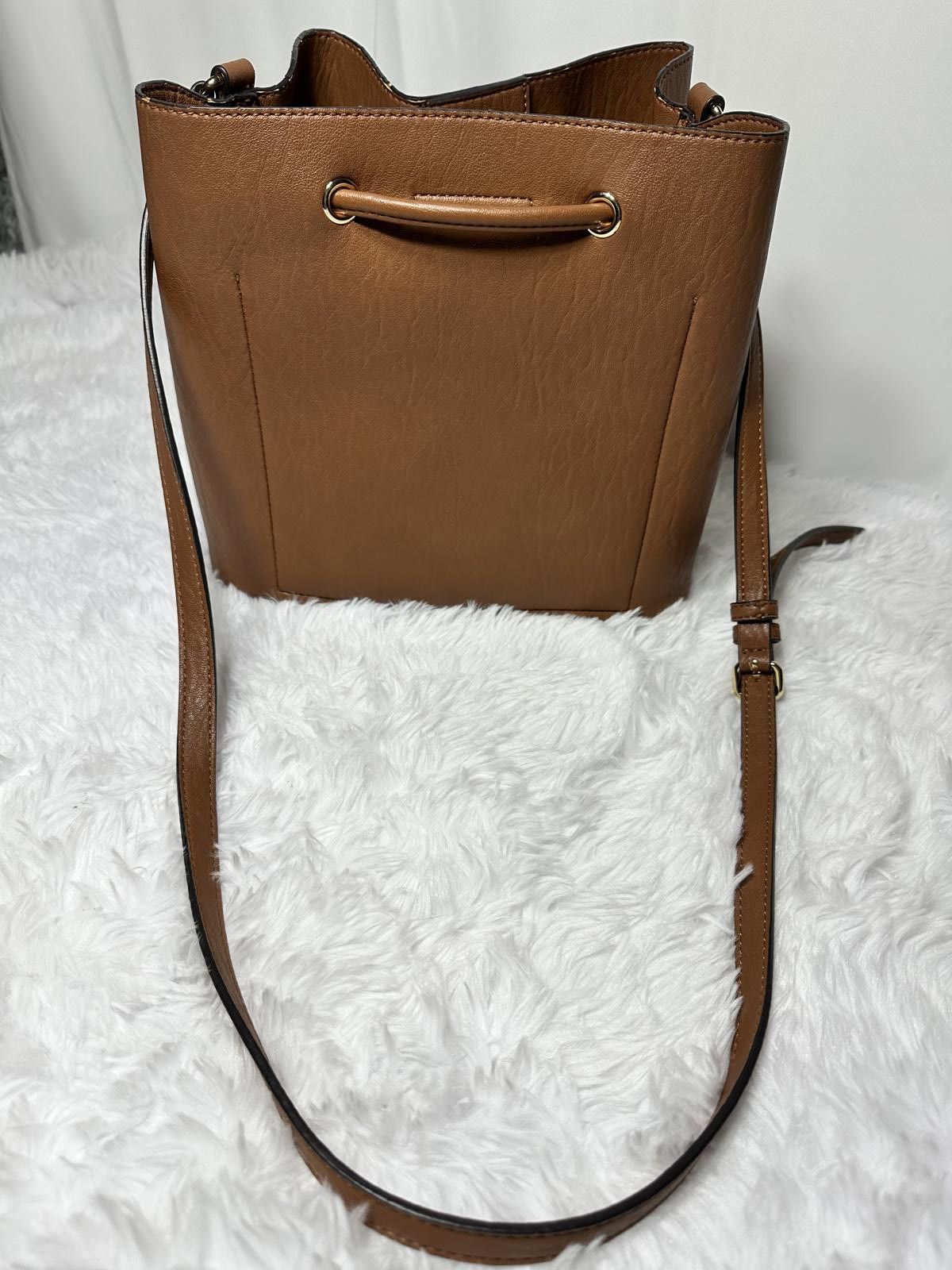 Calvin Klein Calvin Klein Brown Leather Bucket Bag with Drawstring Size ONE SIZE - 9 Thumbnail