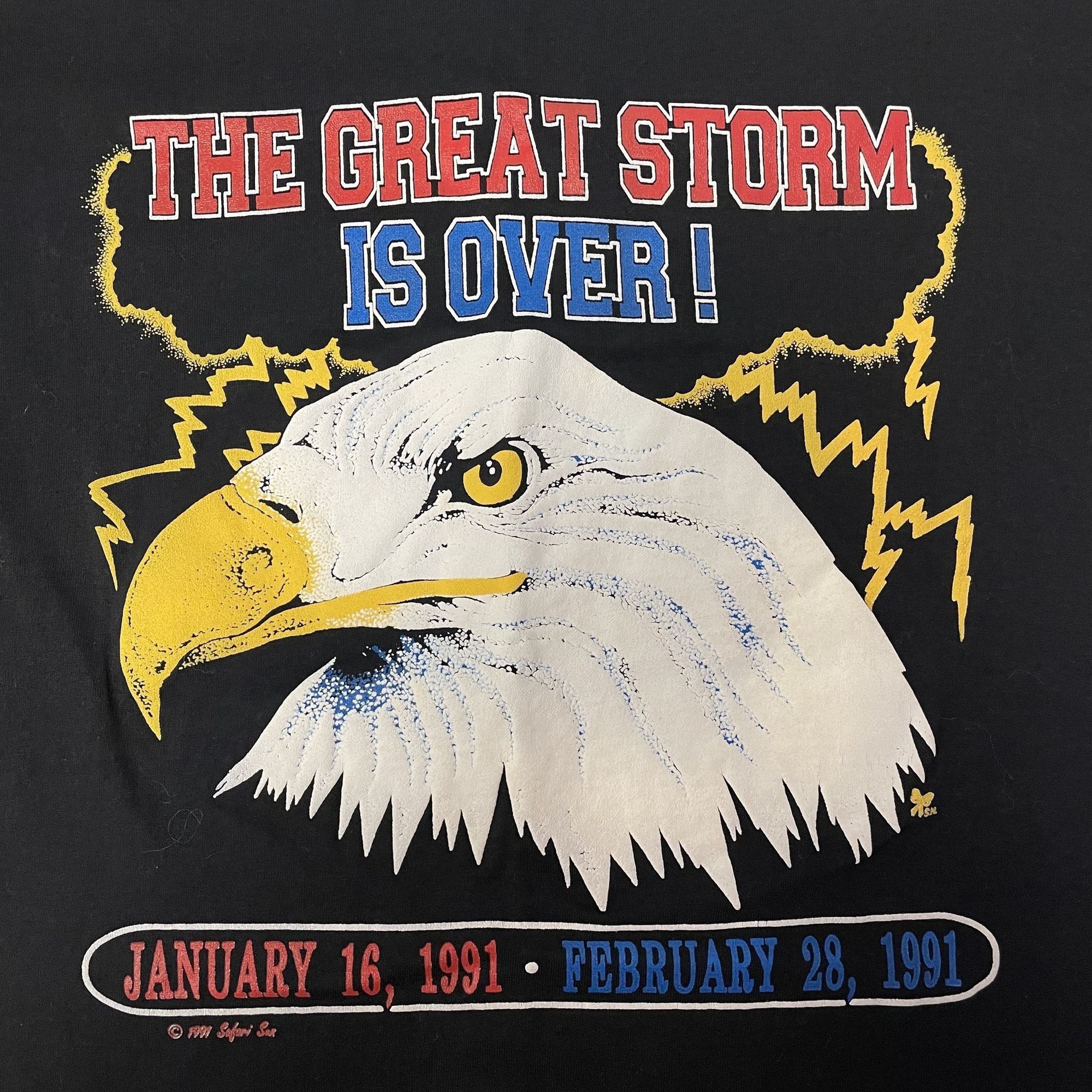 Other Vtg Center Star The GREAT STORM is OVER 1991 50/50 T Shirt Size US XL / EU 56 / 4 - 2 Thumbnail