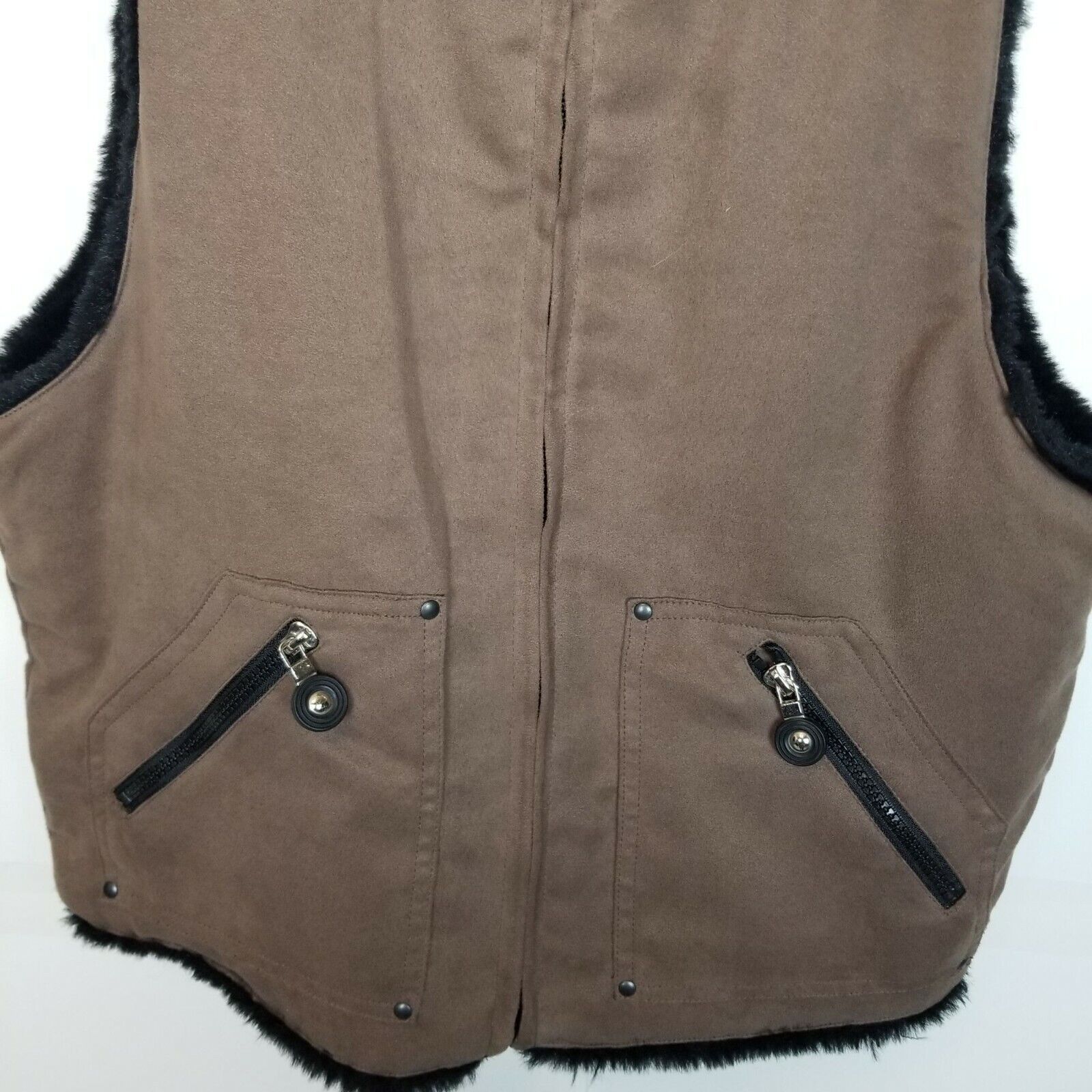 Vintage Jamie Sadock Womens Reversible Full Zip Faux Fur Vest Sz M Size M / US 6-8 / IT 42-44 - 9 Thumbnail