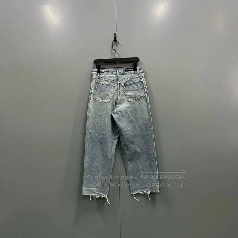 Balenciaga Balenciaga Light Blue Washed Denim Wide-Leg Pants. Size US 27 - 2 Thumbnail
