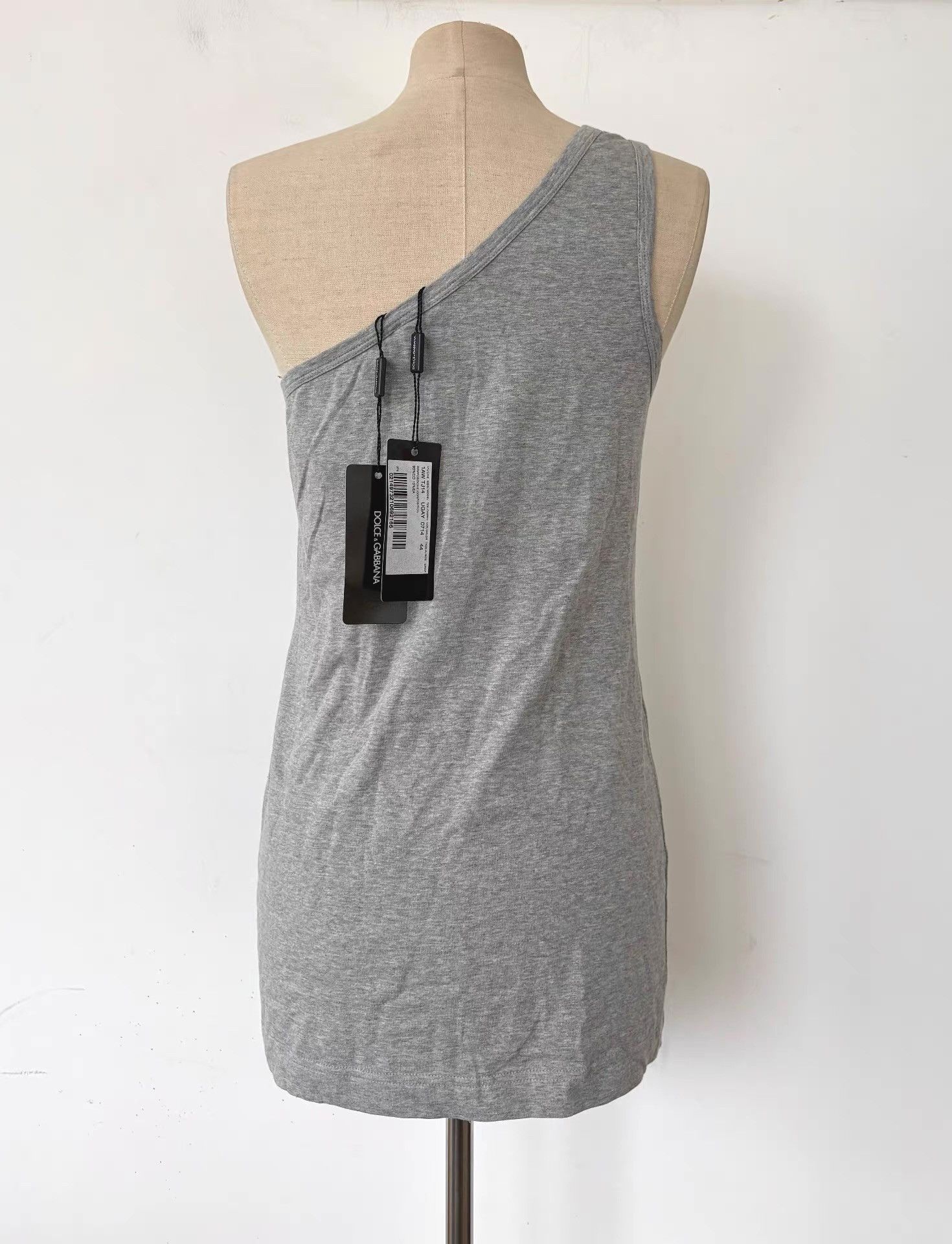 Dolce & Gabbana Dolce & Gabbana Women's One-shoulder Grey Cami Top Ｑ21 Size L / US 10 / IT 46 - 2 Thumbnail