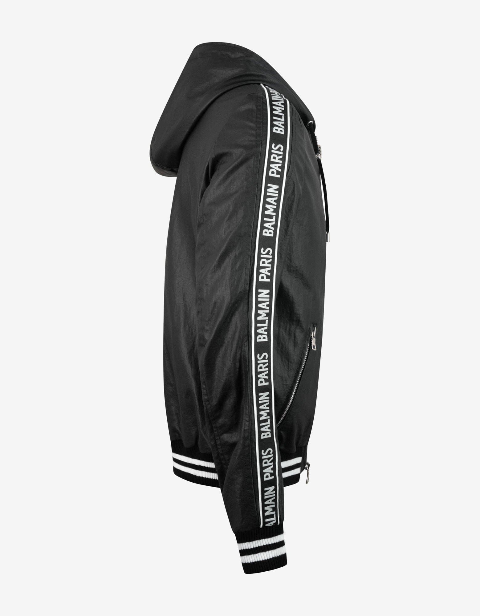 Balmain Balmain Black Coated Nylon Logo Band Jacket SIZE 48 Size US M / EU 48-50 / 2 - 7 Thumbnail