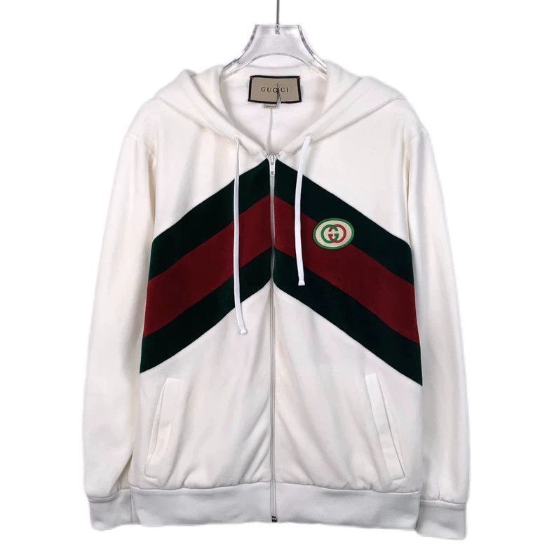Gucci Gucci White webbing cotton hooded drawstring zipper sweatsh Size US S / EU 44-46 / 1 - 1 Thumbnail