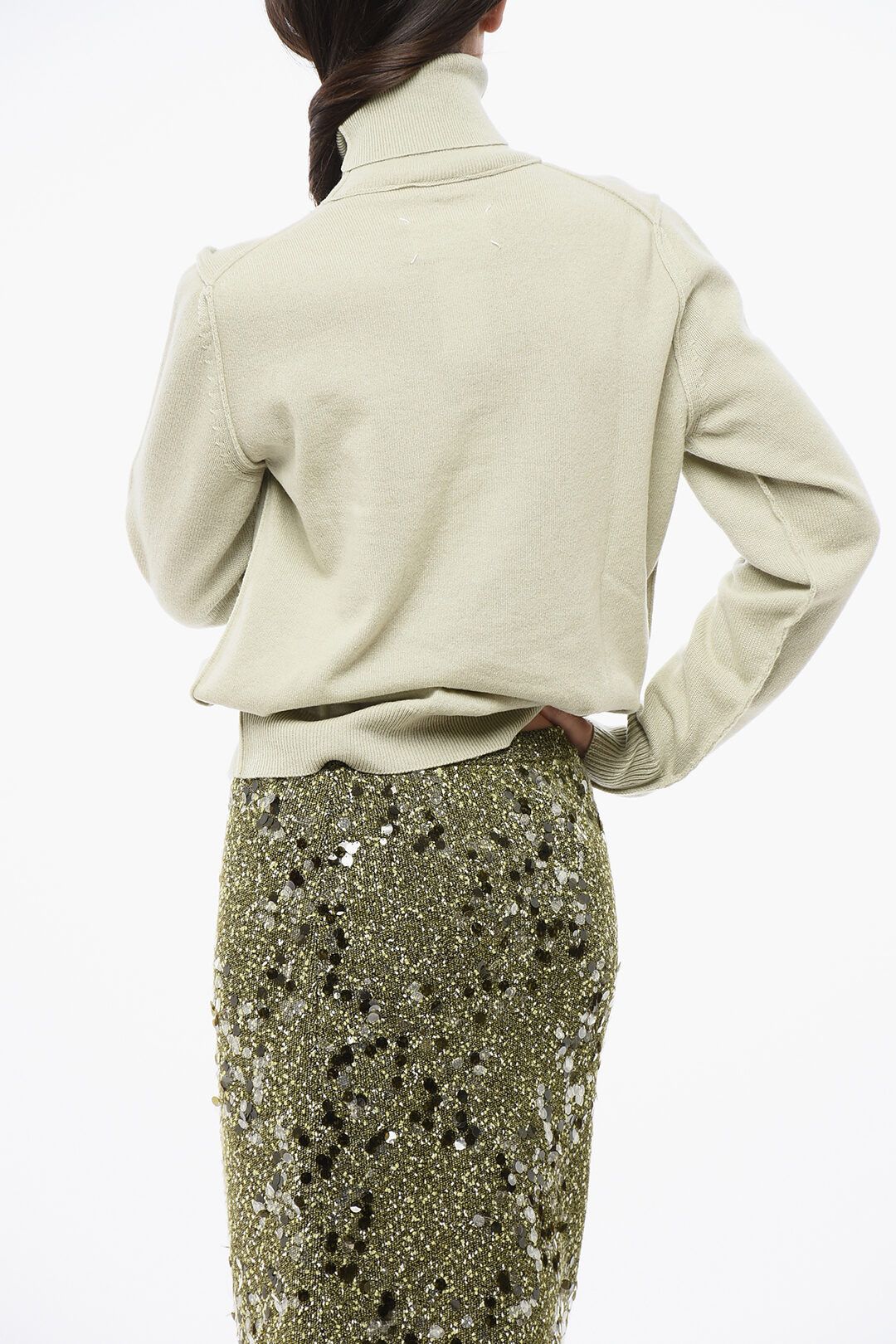 Maison Margiela og1mm0825 Cashmere Turtleneck Sweater in Light Green Size L / US 10 / IT 46 - 2 Thumbnail