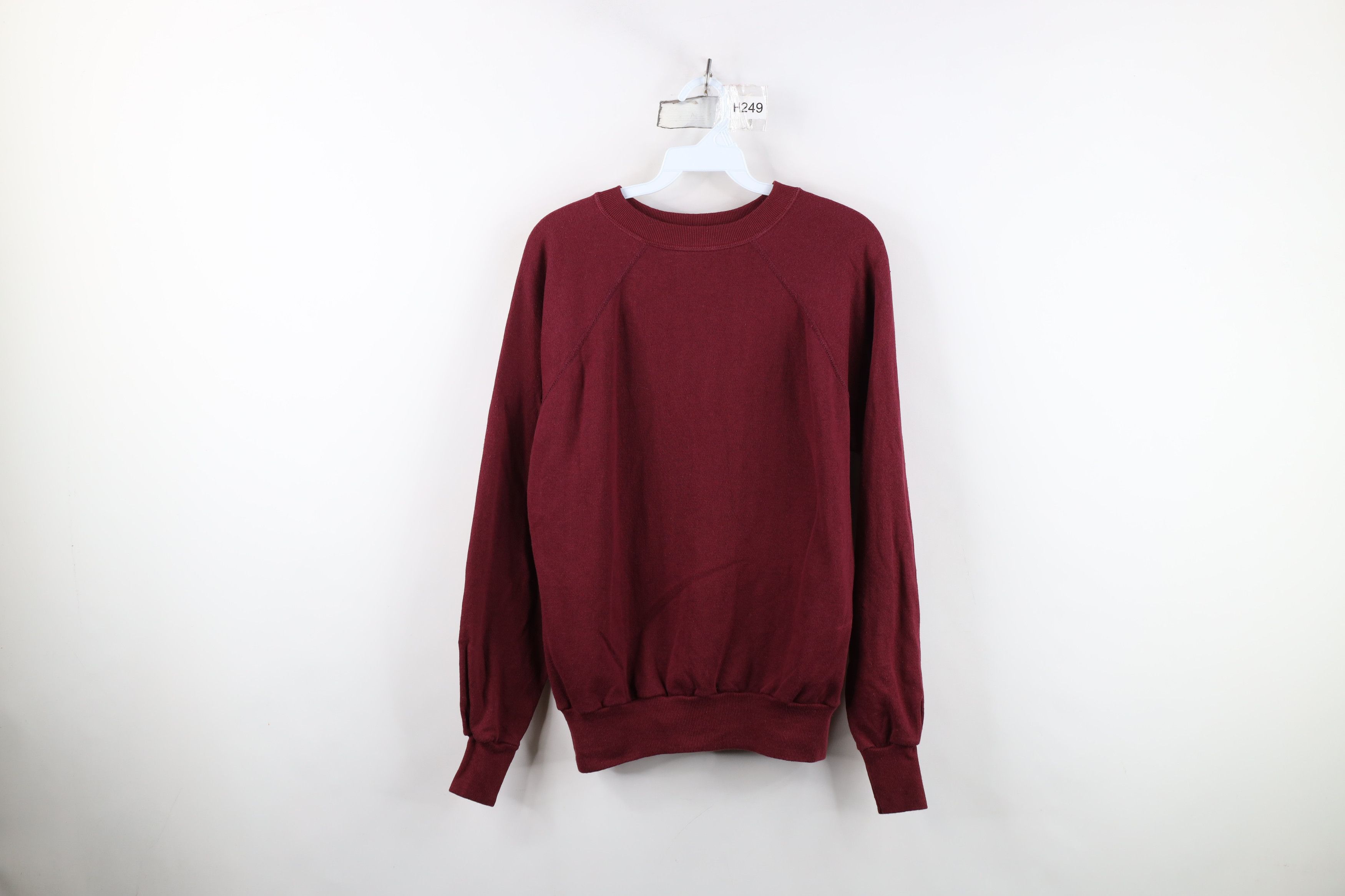 Vintage Vintage 70s 80s Streetwear Raglan Sweatshirt Burgundy USA Size L / US 10 / IT 46 - 1 Thumbnail