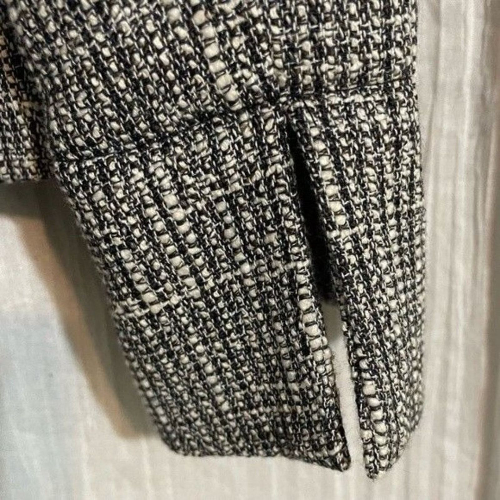& Other Stories Doncaster Tweed Jacket Small Navy Trim Ruffle Fringe Blazer Size S / US 4 / IT 40 - 7 Thumbnail