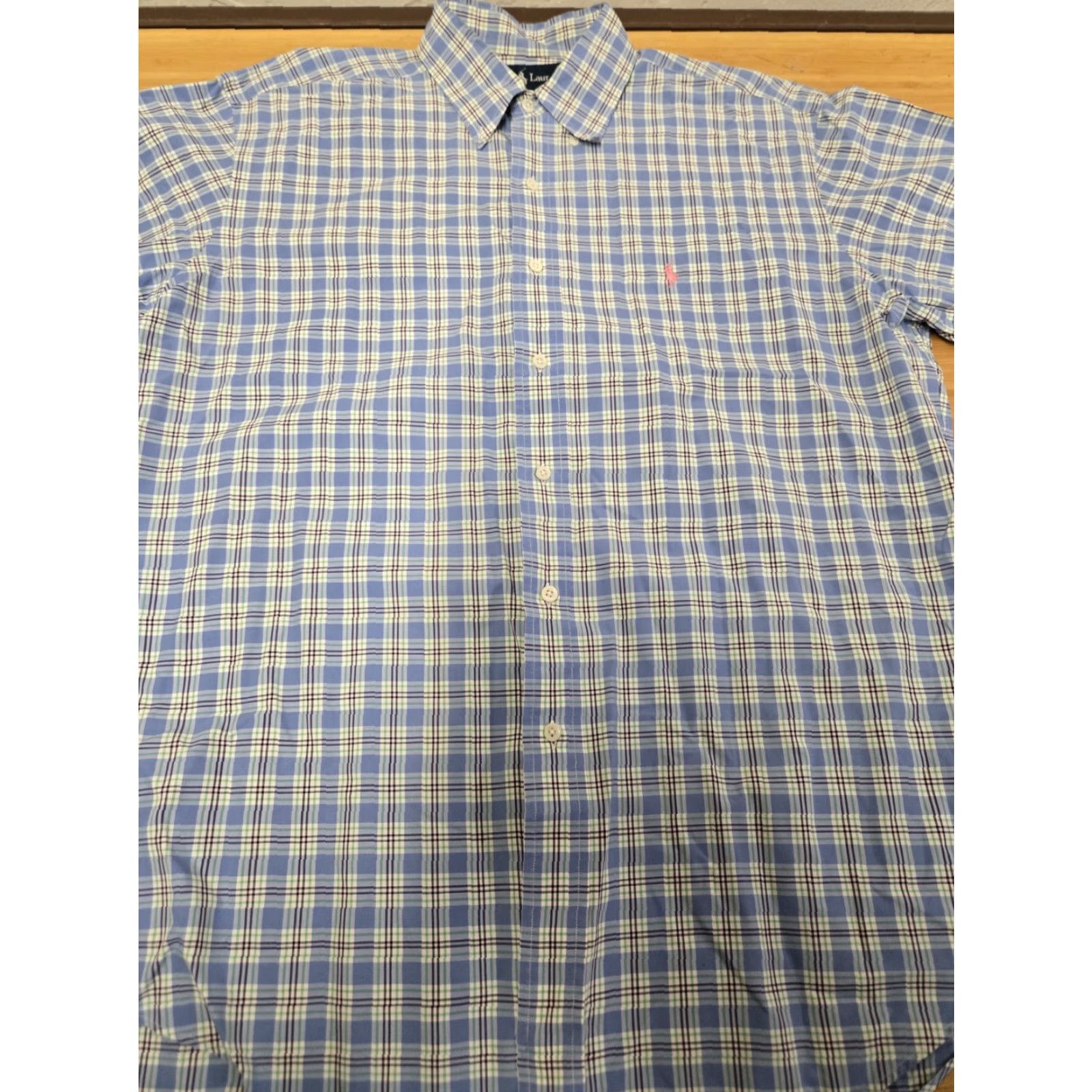 Polo Ralph Lauren Polo Ralph Lauren Shirt Men L Short Sleeve Plaid Blue Button-Down Collar Logo Embroidered Casual Shirt Size US L / EU 52-54 / 3 - 3 Thumbnail