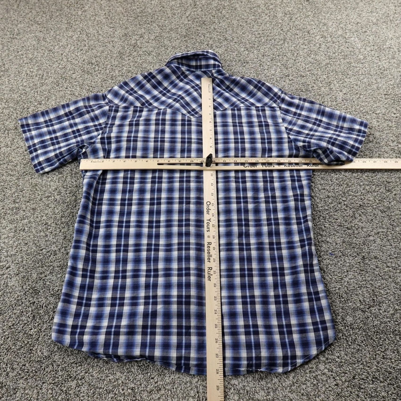 Wrangler Wrangler Shirt Mens L Blue Plaid Western Pearl Snap Up Short Sleeve Cowboy Rodeo Size US L / EU 52-54 / 3 - 7 Thumbnail