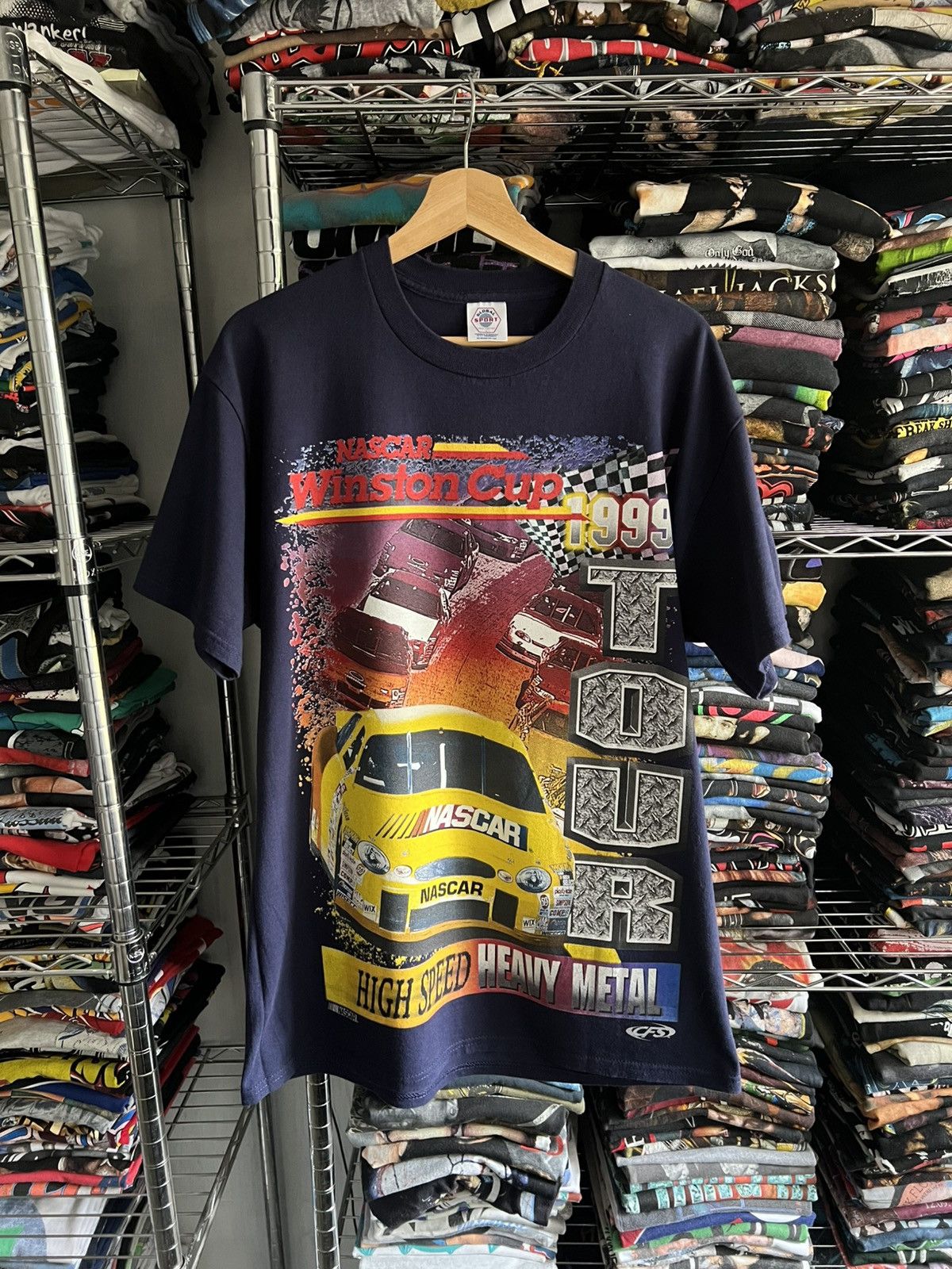 NASCAR 1999 Winston Cup High Speed Heavy Metal Tour Racing Tee Size US L / EU 52-54 / 3 - 1 Thumbnail