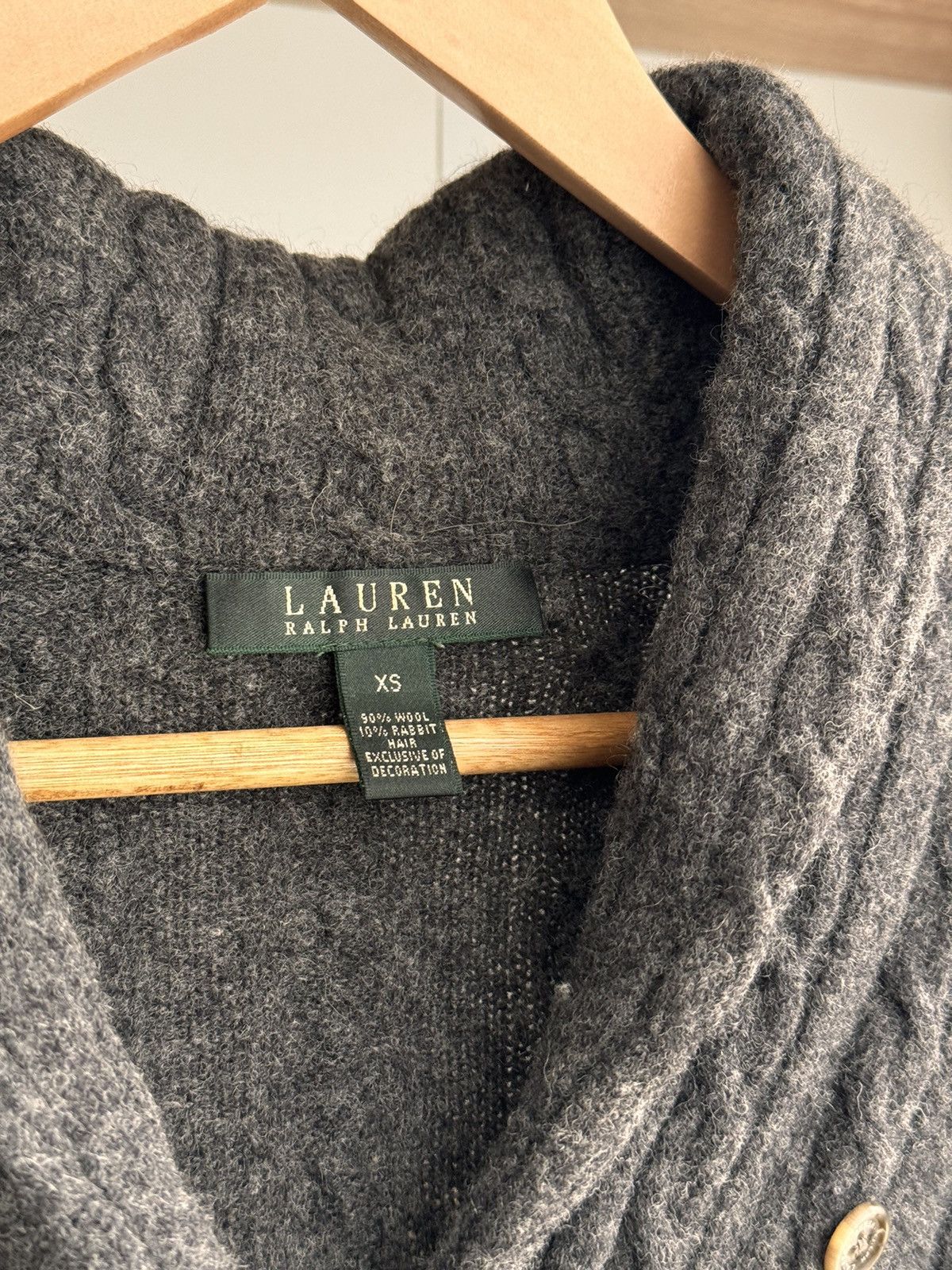 Lauren Ralph Lauren × Polo Ralph Lauren × Vintage Vintage Lauren Ralph Lauren W’ Grey Cable Knit Cardigan Size XS / US 0-2 / IT 36-38 - 3 Thumbnail