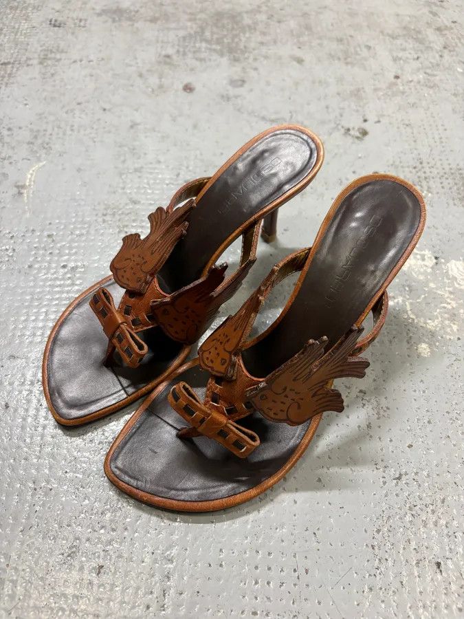 Dsquared2 2000s Dsquared2 Brown Leather Bird Winged Sandals Size US 6.5 / IT 36.5 - 3 Thumbnail