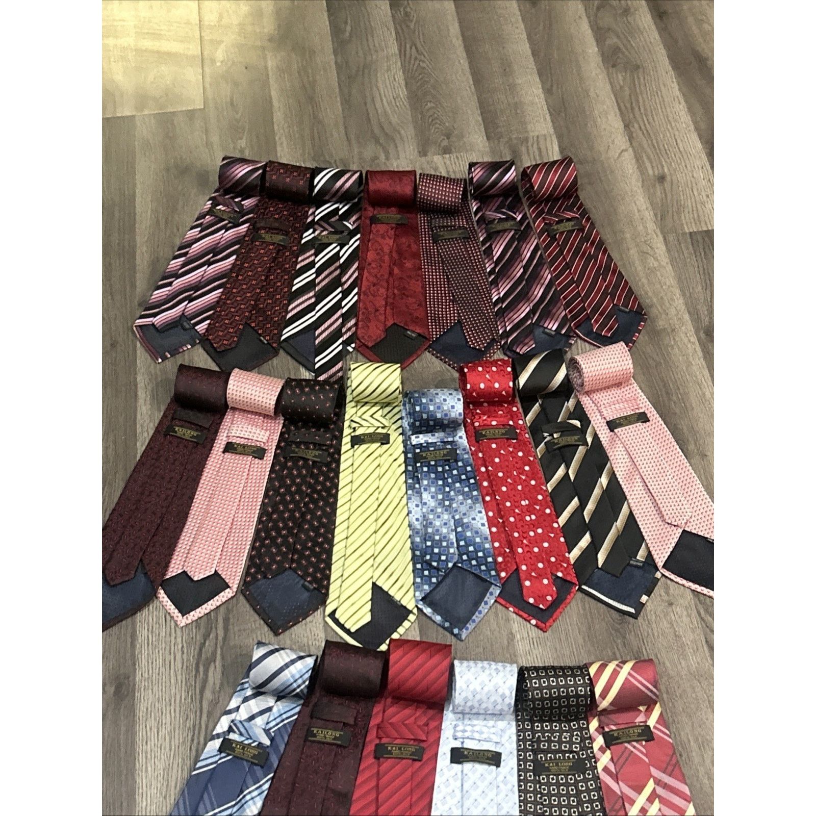 Kai Lot Of 21 Kai Long 100% Silk Ties Various Colors & Patterns Size ONE SIZE - 4 Thumbnail