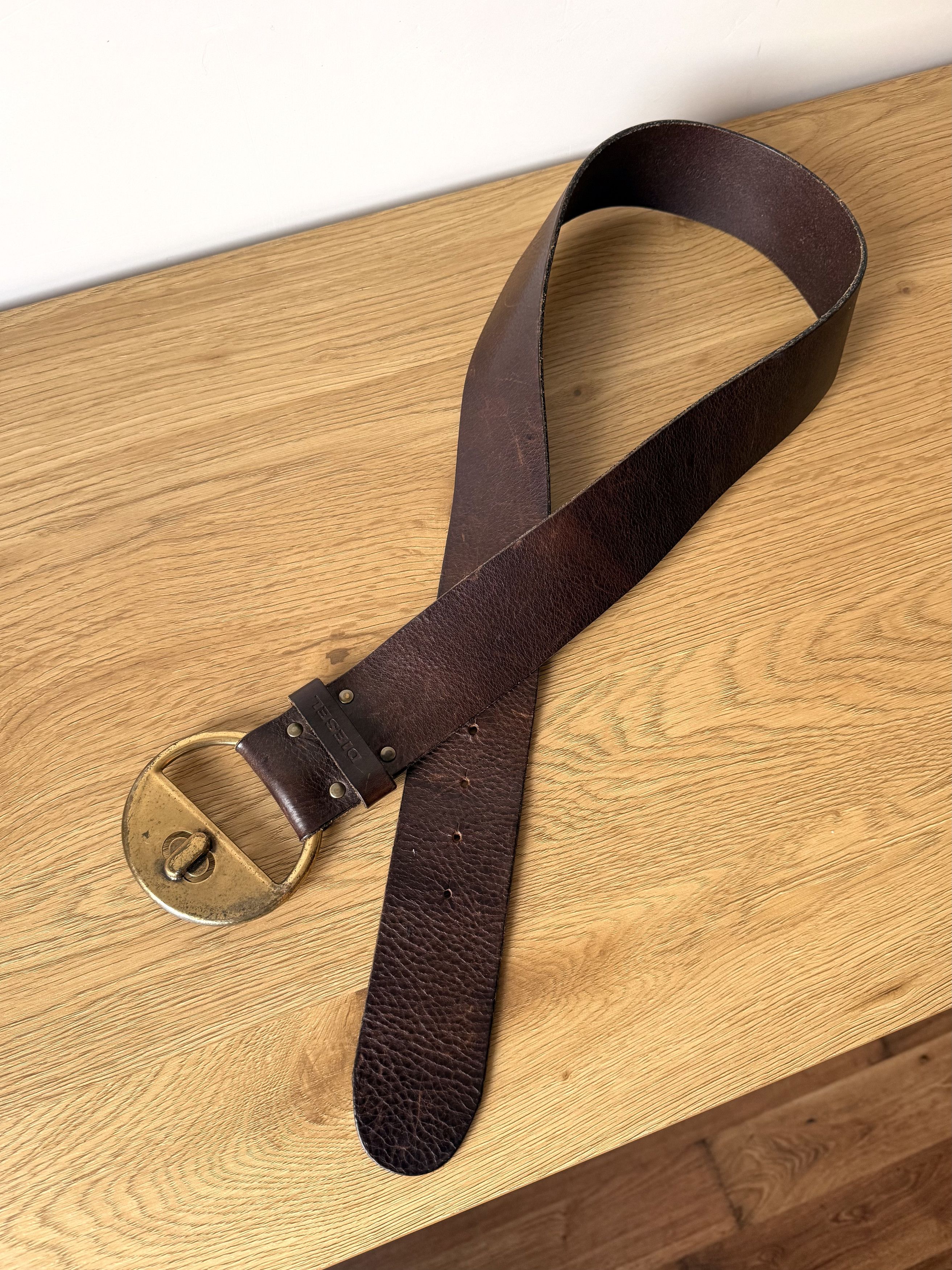 Diesel Vintage Diesel Leather Wide Belt WIth Massive Buckle 95/38 Size ONE SIZE - 1 Thumbnail