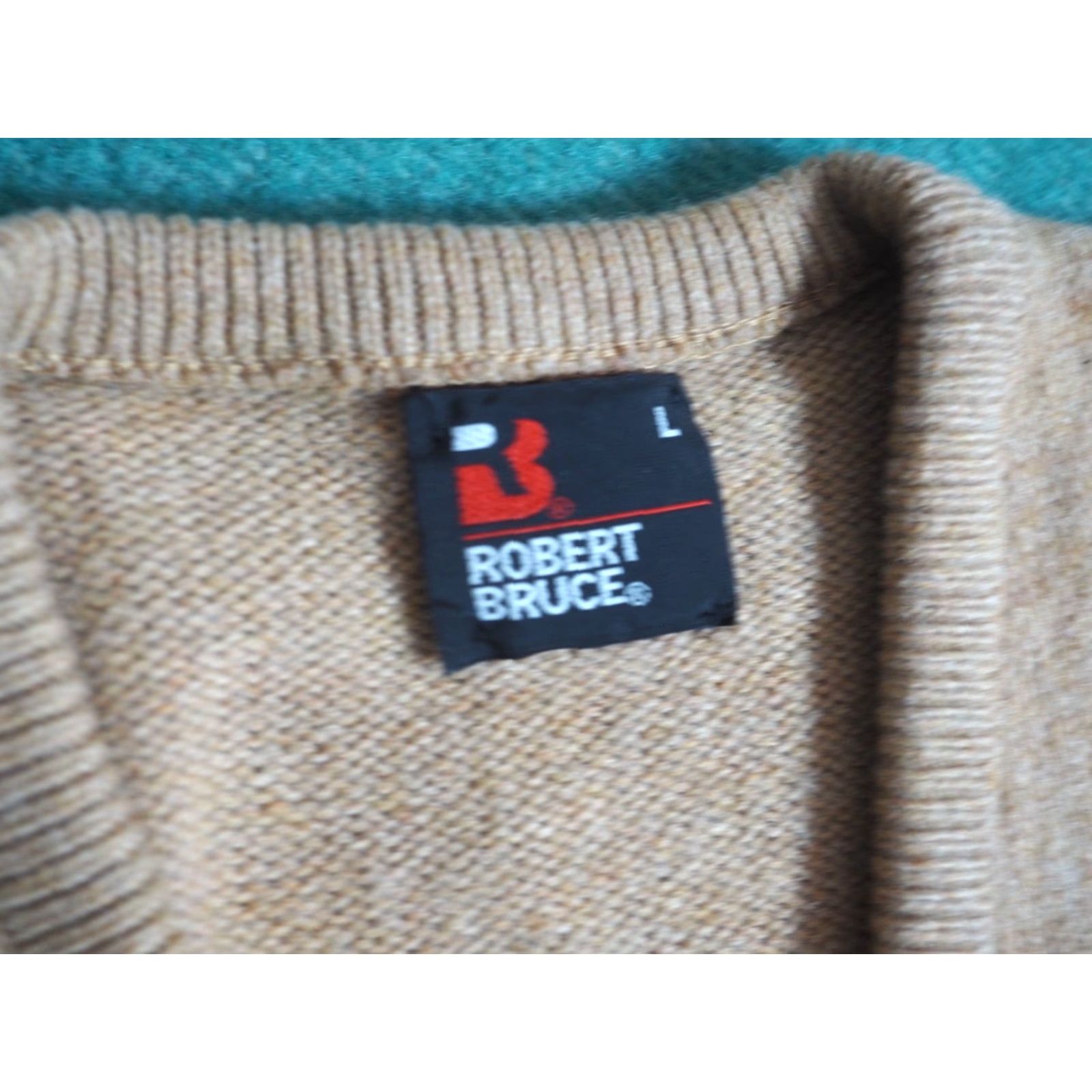 Vintage VTG 70s 80s Robert Bruce Tan Wool V Neck Ivy Prep Pullover Sweater Mens L Brown Size US L / EU 52-54 / 3 - 4 Thumbnail