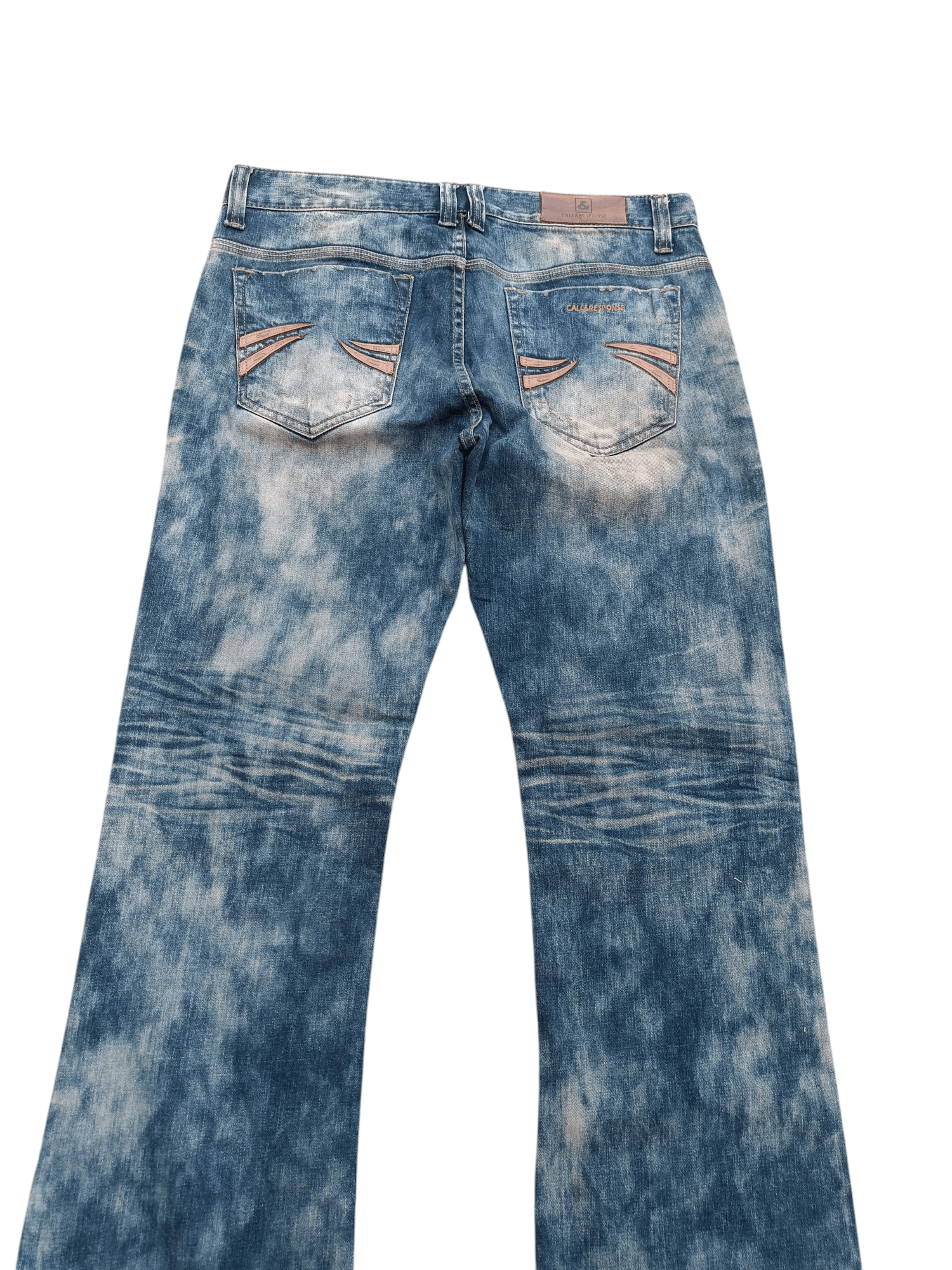 Other RARE 💥 FLARED JAPANESE BRAND TIE-DYE WHISKERS FADED DENIM Size US 33 - 15 Thumbnail