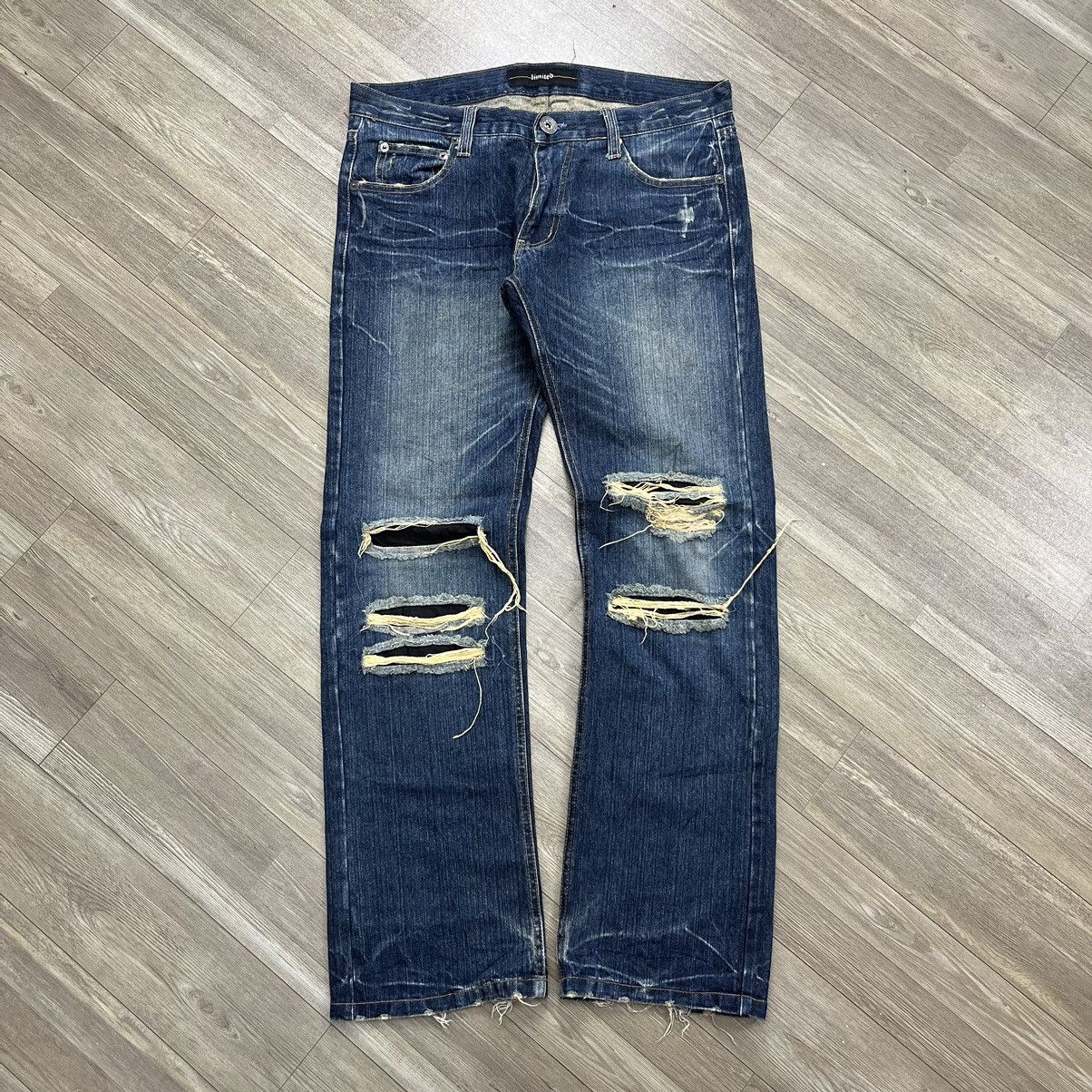 If Six Was Nine × Japanese Brand × Le Grande Bleu (L.G.B.) Y2K I ☠️ Rock Limited Distressed Skulls Blue Jeans Lgb Goa Size US 34 / EU 50 - 18 Thumbnail