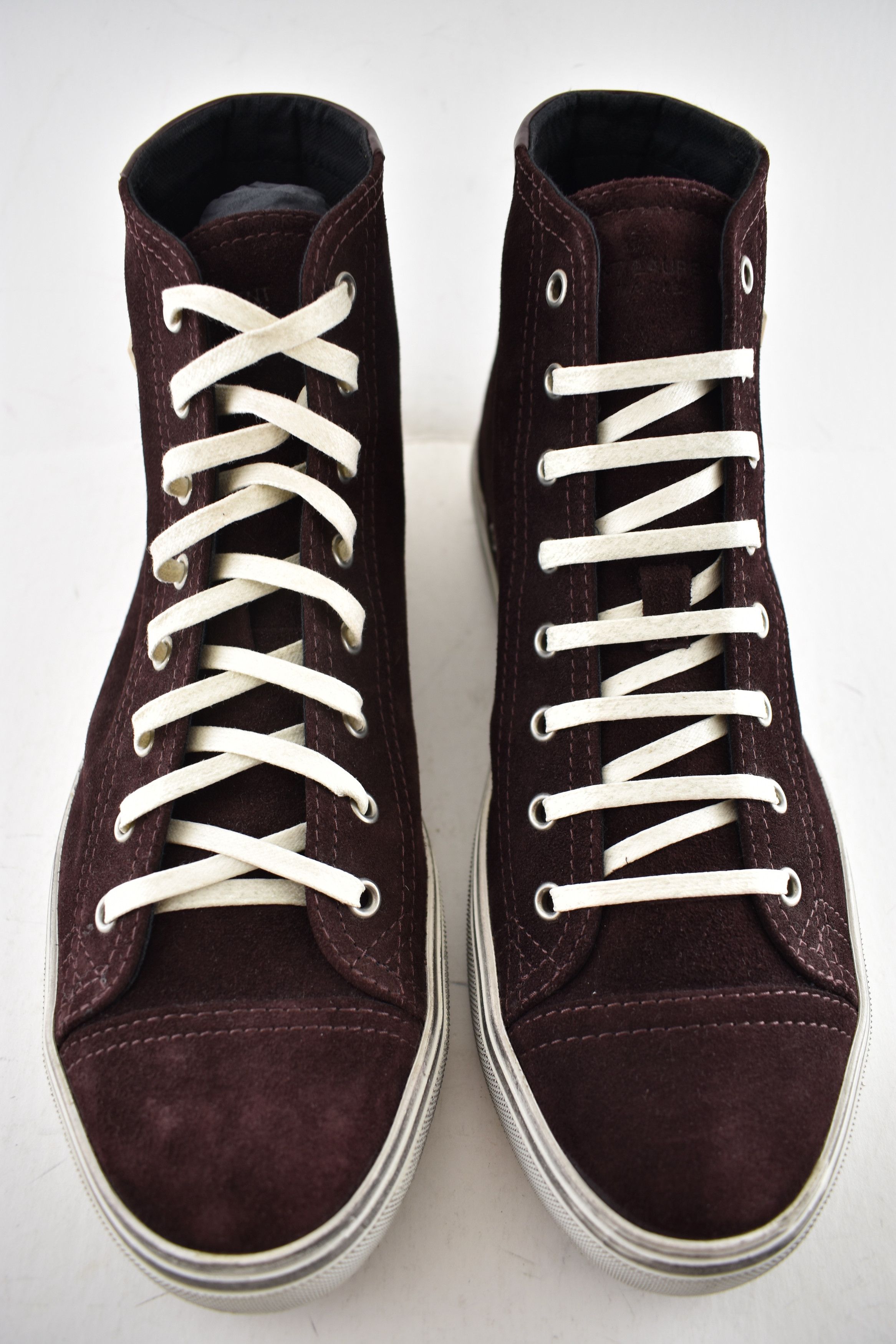 Saint Laurent Paris Bedford SW SL Patch Barolo Red Flat High Top Sneaker 44 11 Size US 11 / EU 44 - 6 Thumbnail