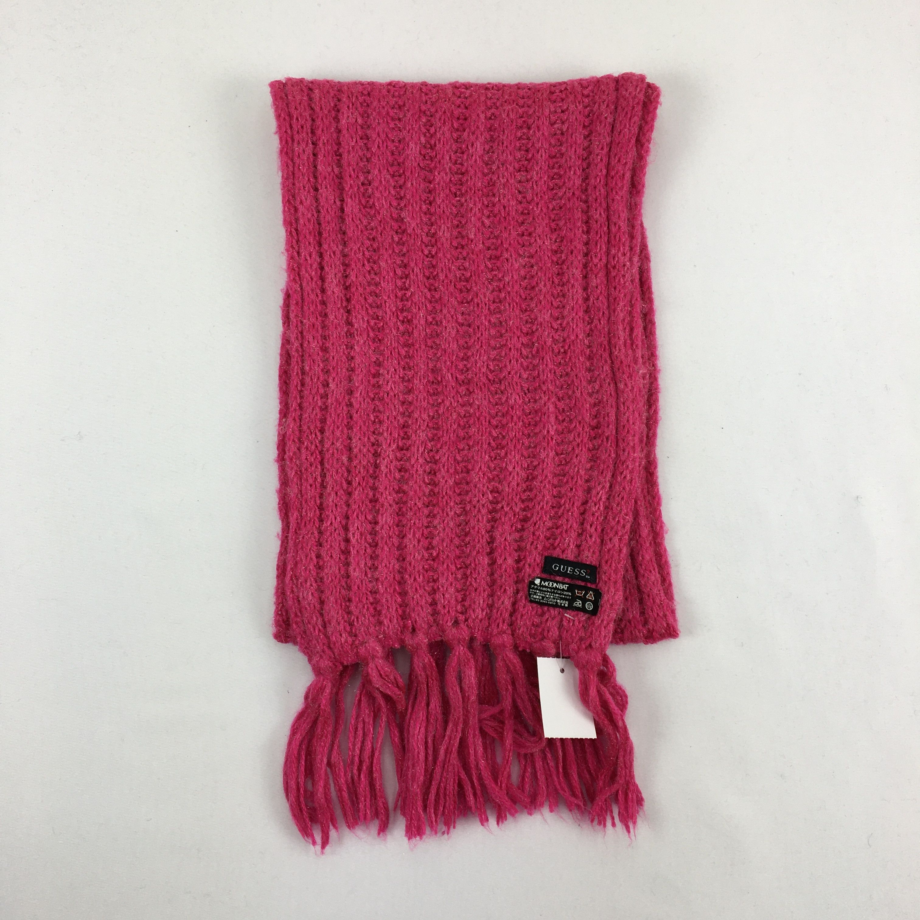 Vintage Guess Scarf Muffler Ribbed Knit Wool Scarves