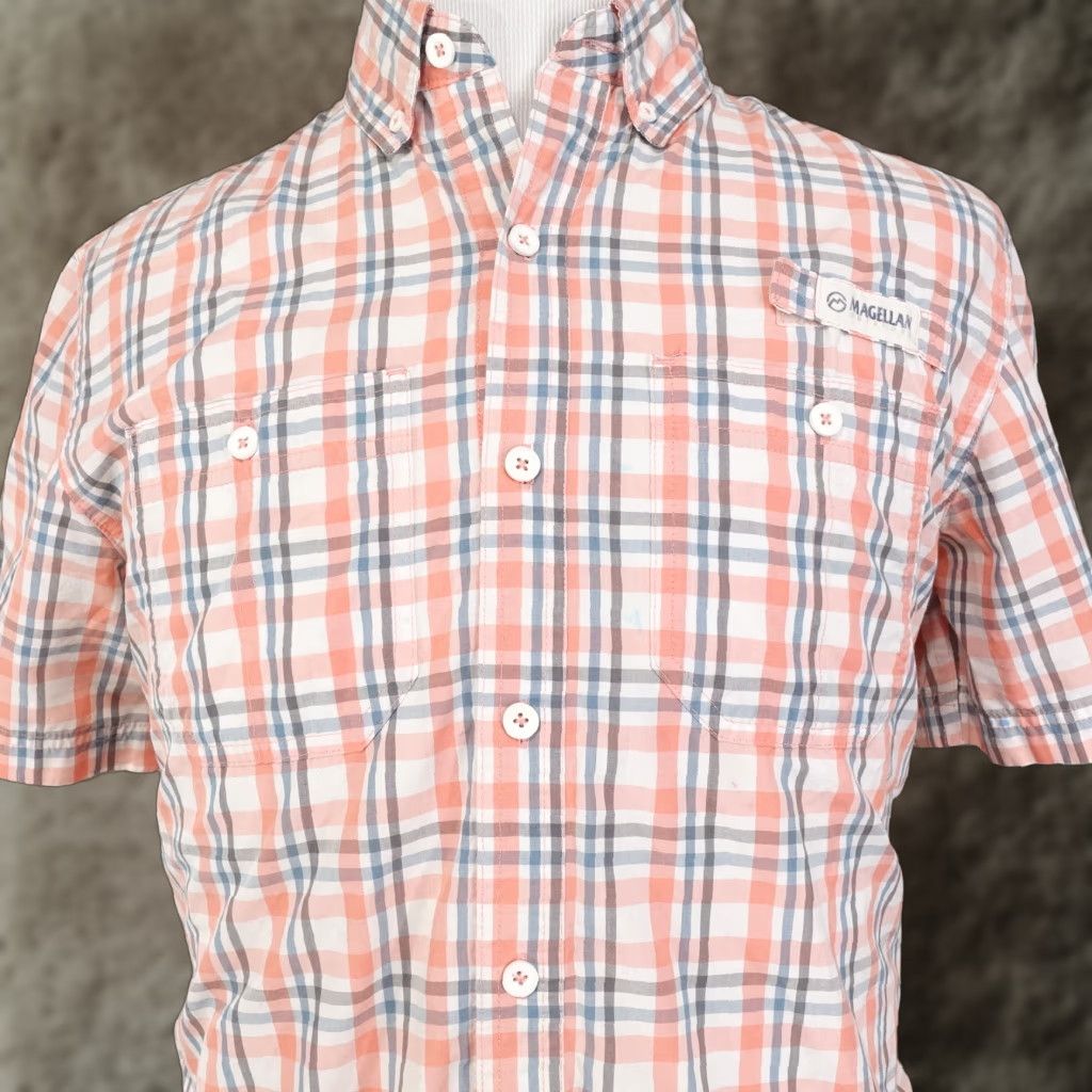 Vintage MAGELLAN OUTDOORS Shirt Men M Orange FISHING BUTTON UP SHIRT LOOSE FIT MAG SHIELD VENTED ***READ* Size US M / EU 48-50 / 2 - 1 Thumbnail