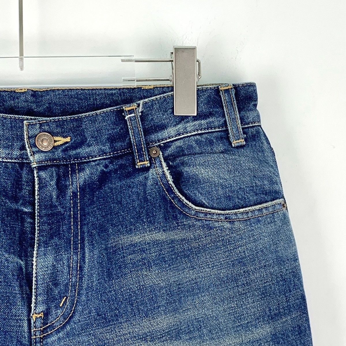 Celine Celine Navy Blue Washed Cotton Denim Casual Pants K26WX Size 29" - 3 Thumbnail
