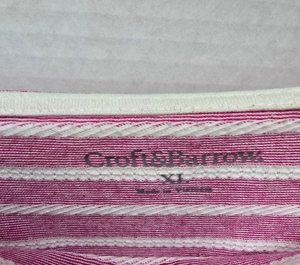 Croft & Barrow Women's Croft & Barrow Pink White Striped Long Sleeve Tee XL Size XL / US 12-14 / IT 48-50 - 4 Thumbnail