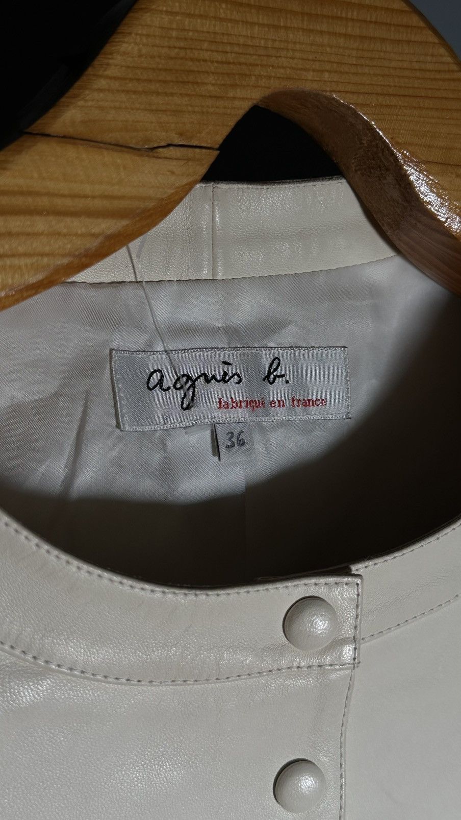 agnes b. agnes b. pression leather cardigan blouson jacket cream Size XS / US 0-2 / IT 36-38 - 8 Thumbnail