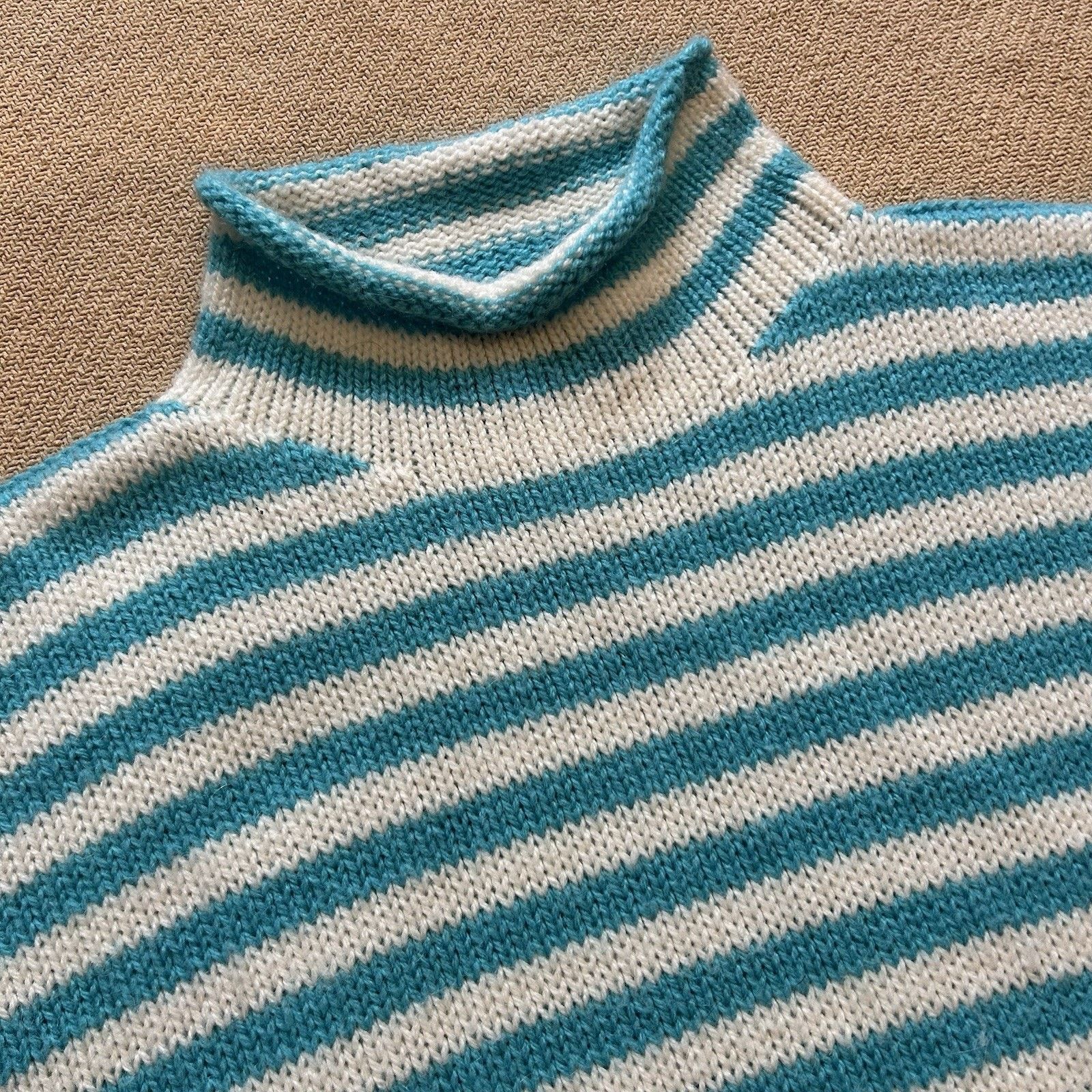 Vintage American South Side Alpaca Wool Striped Turtleneck Sweater Size M / US 6-8 / IT 42-44 - 2 Thumbnail
