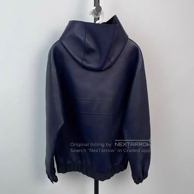 Louis Vuitton Louis Vuitton Dark Blue Hooded Zip Leather Jacket Size US S / EU 44-46 / 1 - 2 Thumbnail
