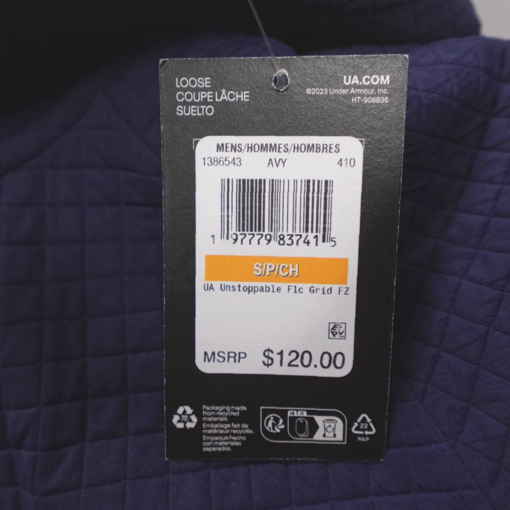 Under Armour Under Armour UA Unstoppable Fleece Grid Full-Zip Jacket Navy Men's Size S Size US S / EU 44-46 / 1 - 3 Thumbnail