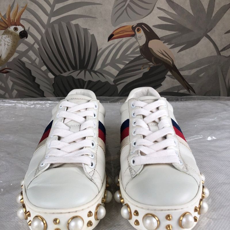 Gucci Ace Pearl Detail Low-Top Sneakers 0079