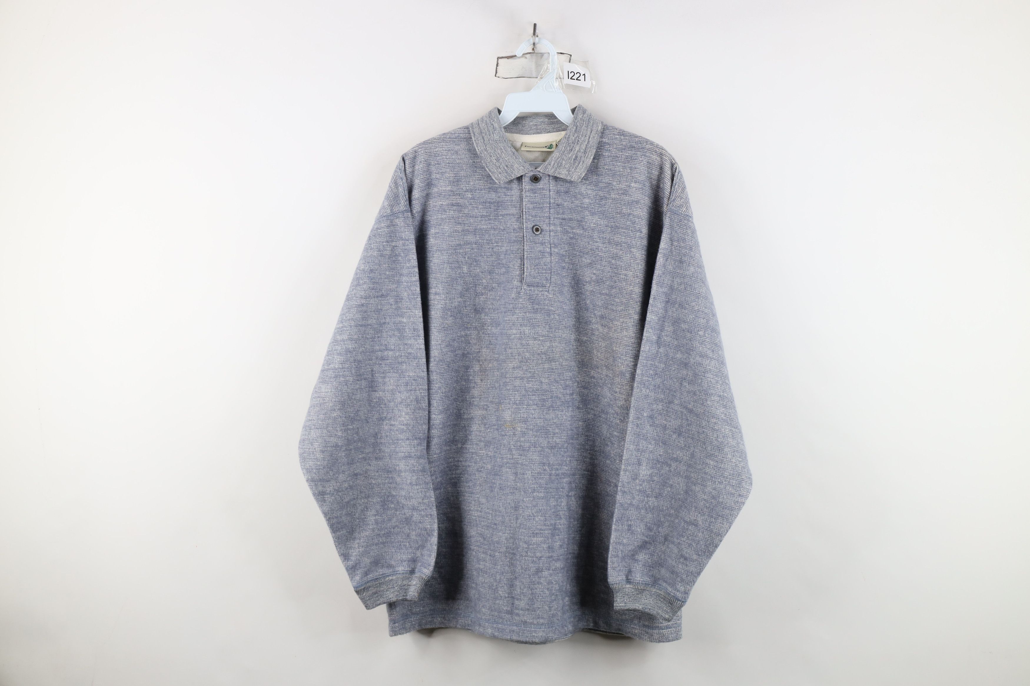 Vintage Vintage 90s Streetwear Fleece Collared Polo Sweater Blue Size US M / EU 48-50 / 2 - 1 Thumbnail