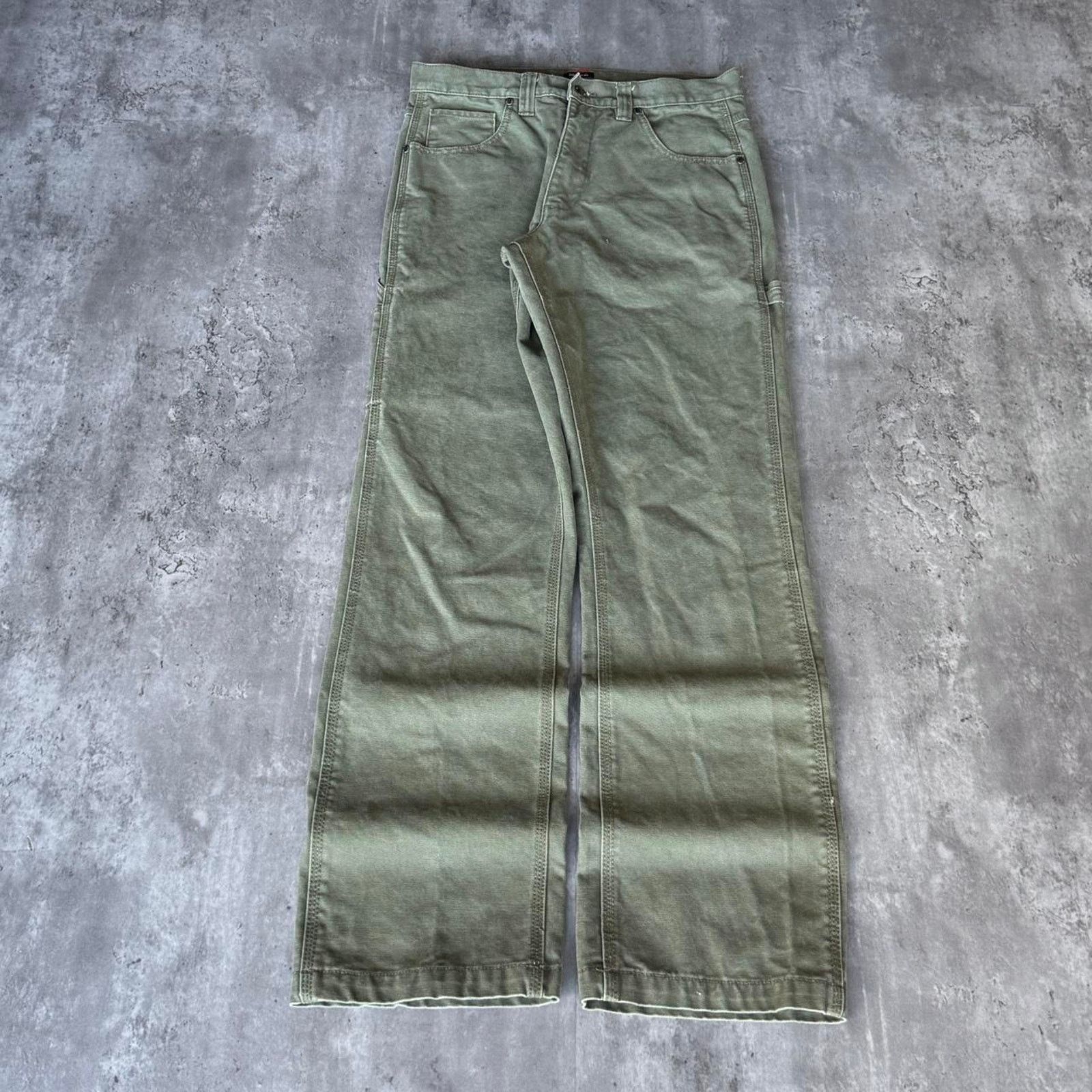 Carhartt × Carhartt Wip × Vintage Vintage Y2K Carhartt Style Faded Green Baggy Carpenter Pants Size US 31 - 2 Thumbnail