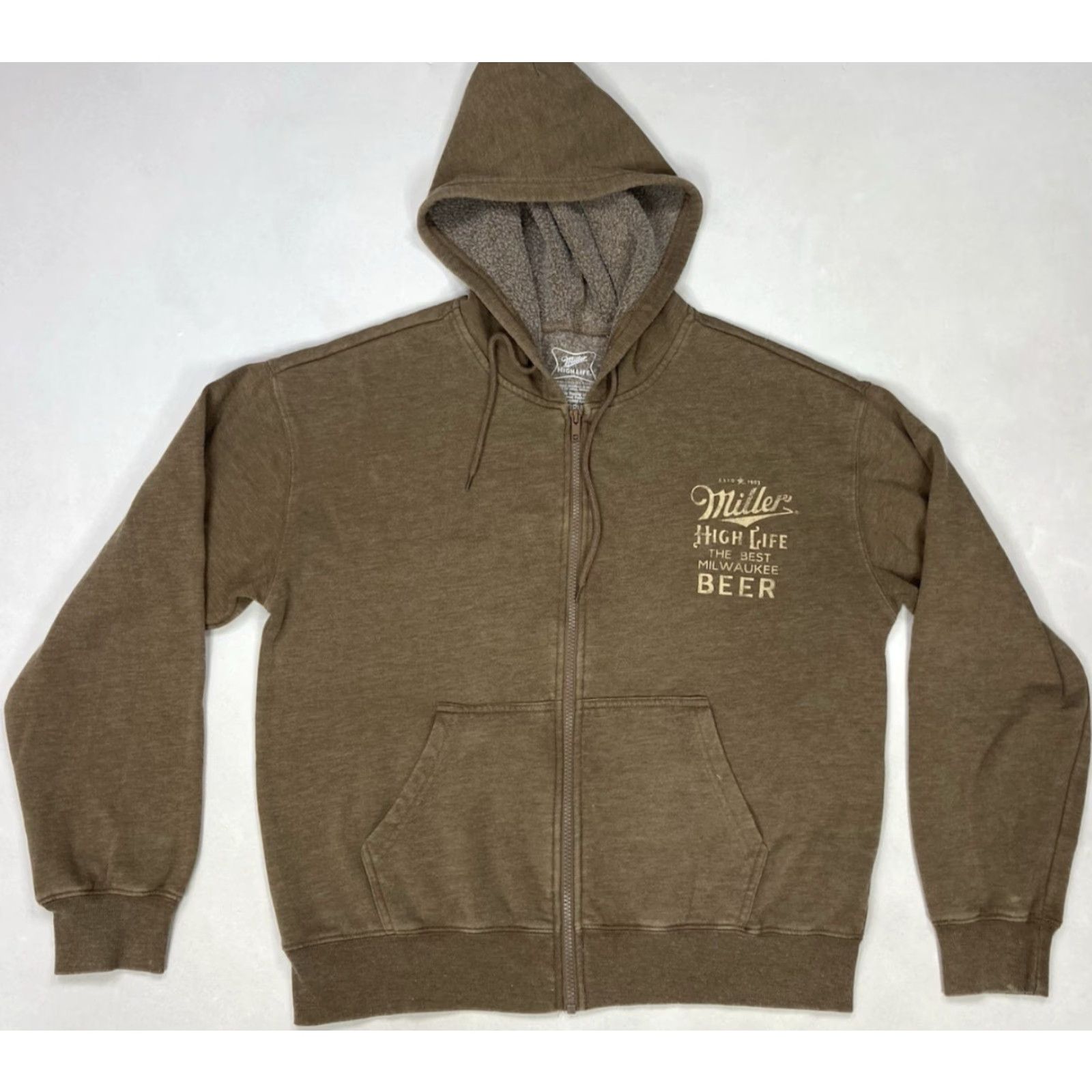 Vintage VINTAGE Miller High Life Beer Full Zip Hoodie Women Medium Brown Size M / US 6-8 / IT 42-44 - 3 Thumbnail