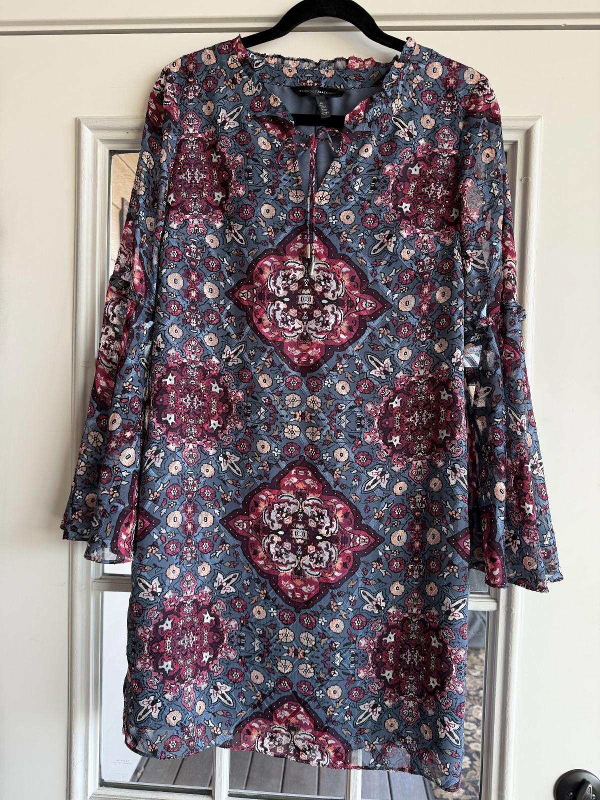 Other WHBM Boho Floral Bell Sleeve Dress Blue Rose M Size Size M / US 6-8 / IT 42-44 - 1 Thumbnail