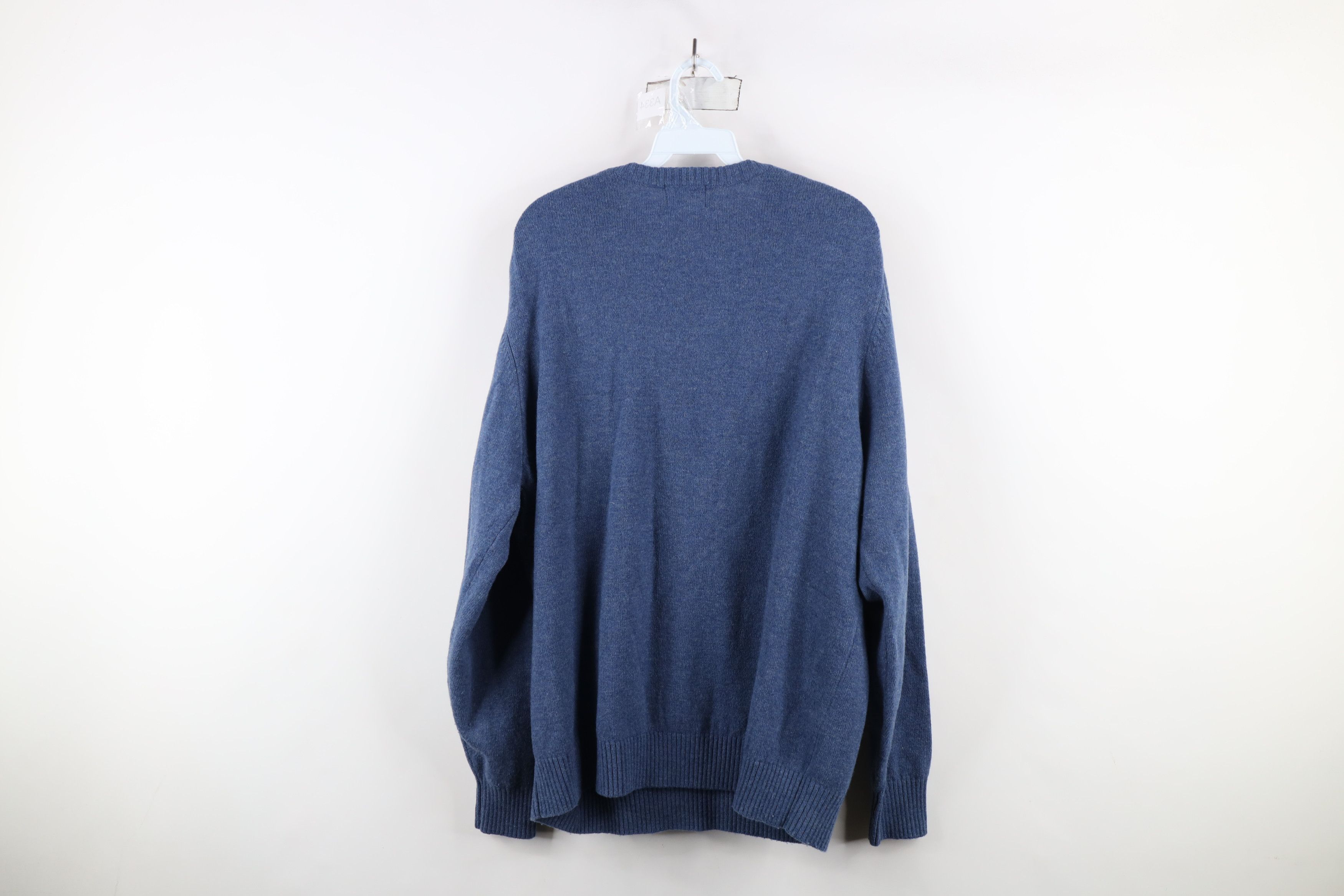 L.L. Bean × Vintage Vintage LL Bean Blank Lambswool Knit V-Neck Sweater Blue Size US L / EU 52-54 / 3 - 8 Thumbnail