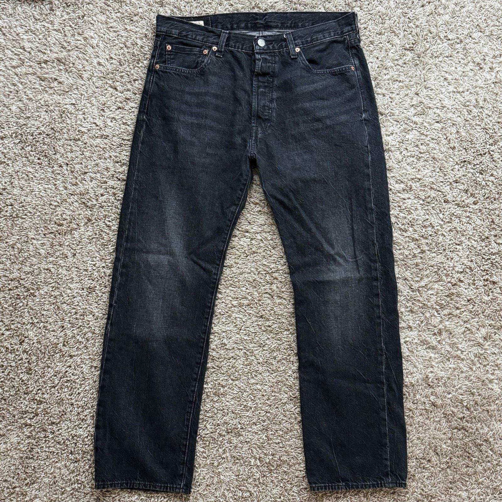 Levi’s Premium Big E Black Denim Jeans Pants Straight Fit 34