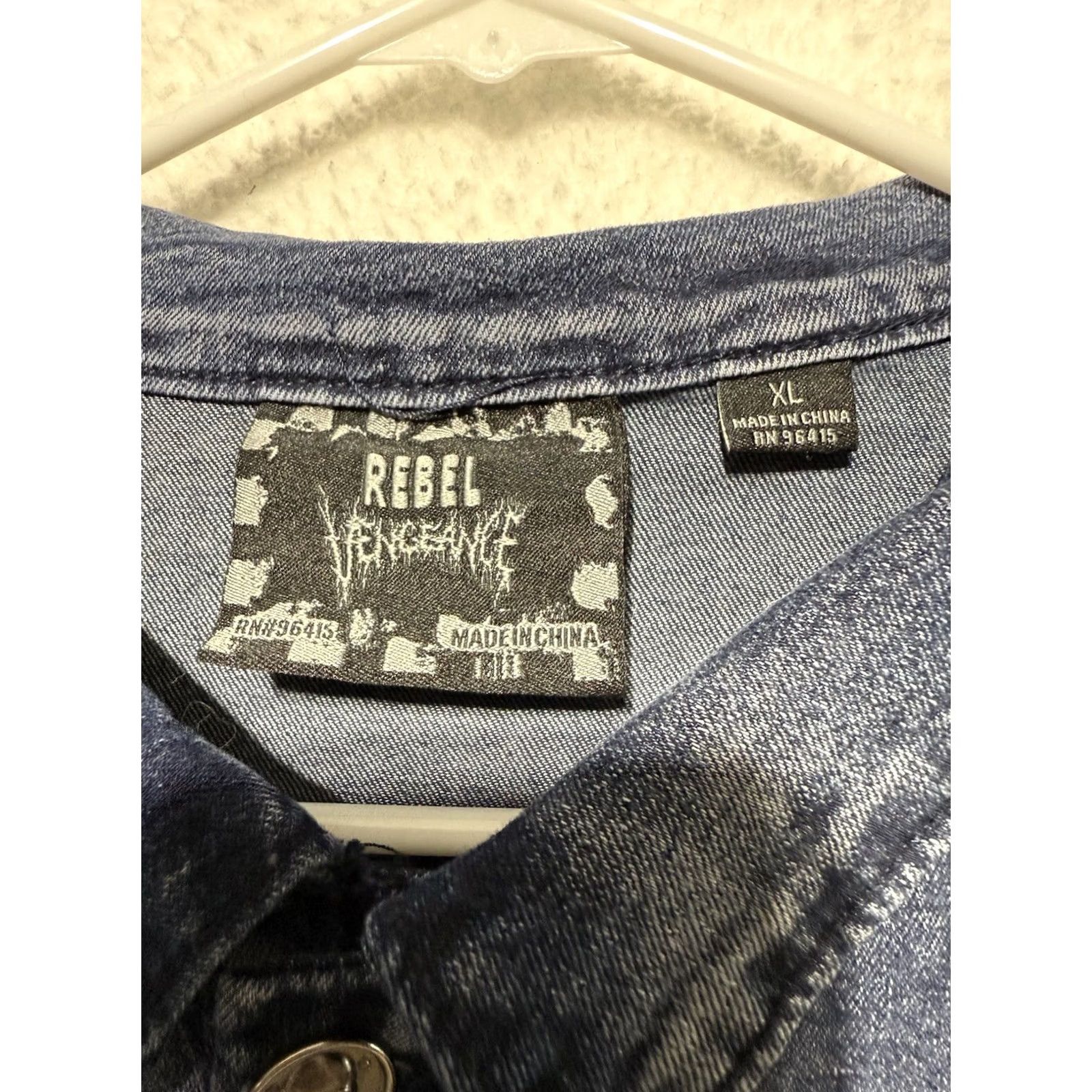 Denime Rebel Vengeance Denim Jacket Blue Men’s XL Jacket Bomber Jacket Casual Blue Rebellion Skull Gothic Size US 36 / EU 52 - 6 Thumbnail