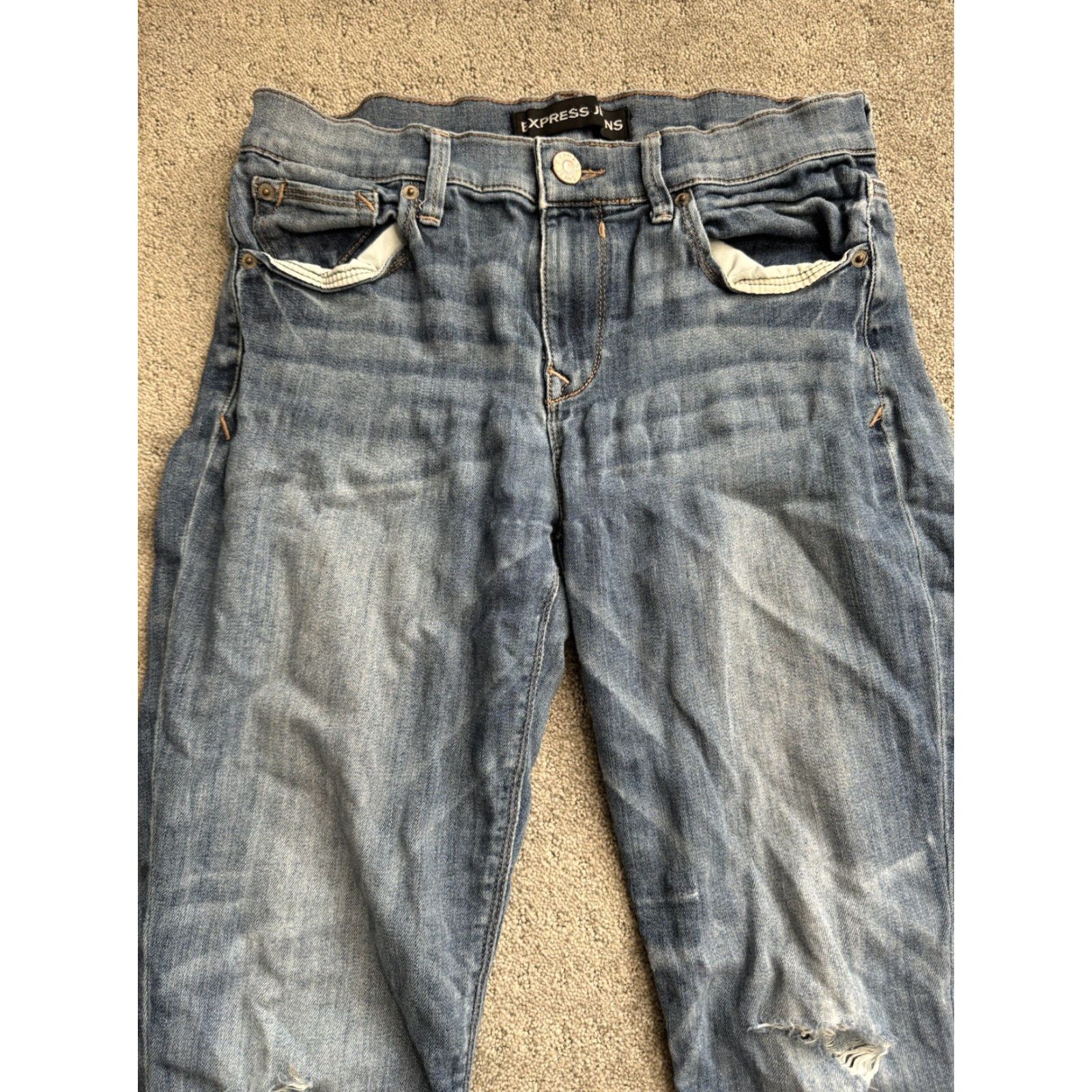 Express Express Jeans Low Rise Ankle Skinny 4 Blue Denim Cotton Spandex Jegging 5-Pocket Womens Size 27" / US 4 / IT 40 - 2 Thumbnail
