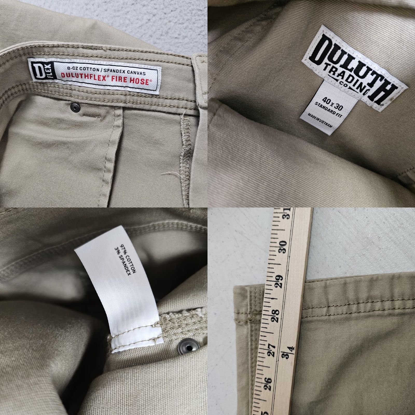 Duluth Trading Company Duluth Trading Co. DuluthFlex Fire Hose Khakis Pants 40x30 Beige Men Regular Straight 5-Pocket Canvas Workwear Casual Pants Size US 40 / EU 56 - 8 Thumbnail