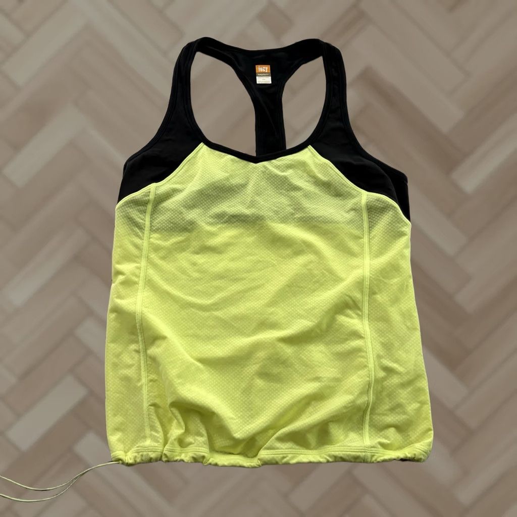 Vintage Lucy Athletic Tank Top Women's M Yellow Gray Sleeveless Bubble Shirt 90s? Size M / US 6-8 / IT 42-44 - 1 Thumbnail