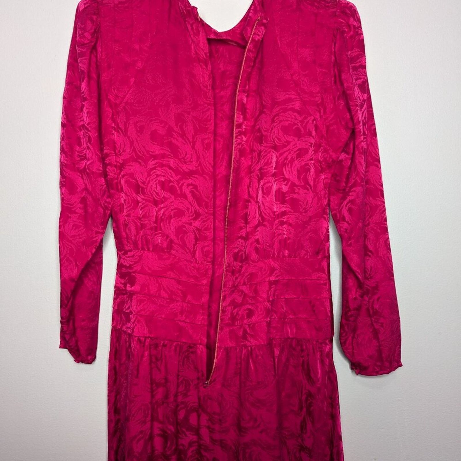 Vintage Argenti Vintage 80's Bright Pink Silk Dress Long Sleeve Size M / US 6-8 / IT 42-44 - 7 Thumbnail