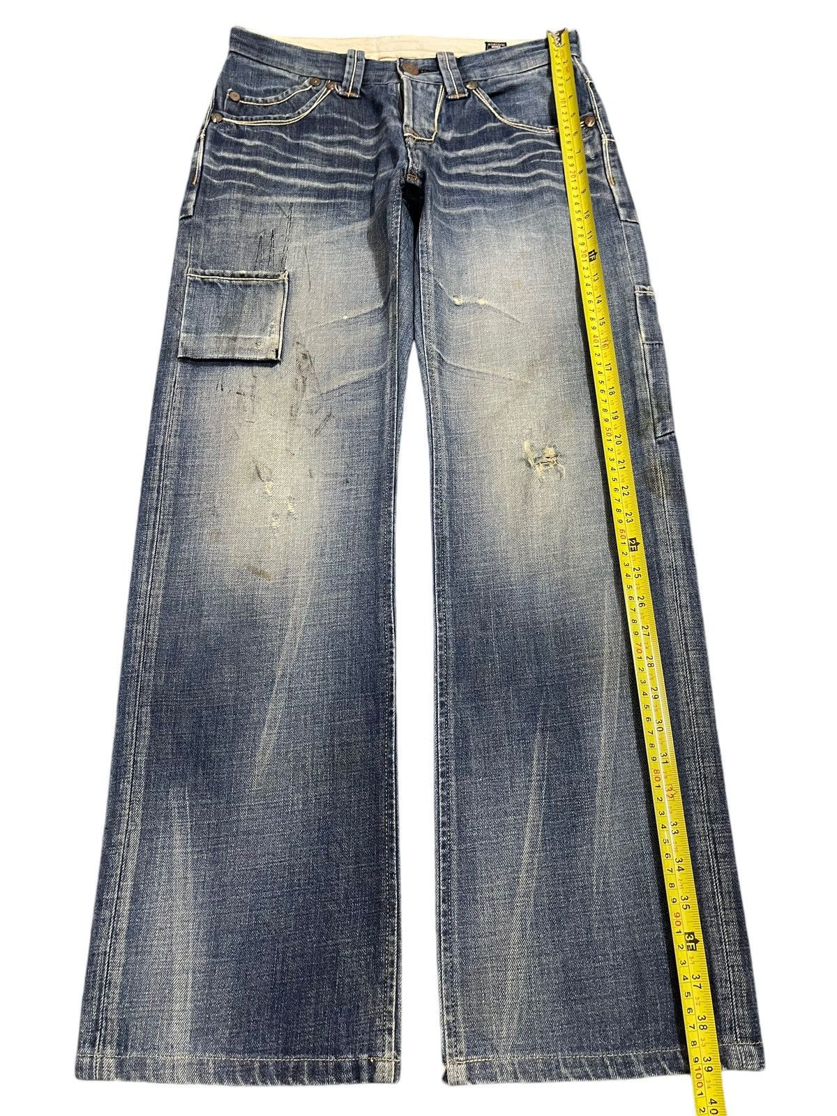 Hysteric Glamour Vintage Japanese Bartack Blue Wash Faded Style Baggy Jeans Size US 30 / EU 46 - 12 Thumbnail